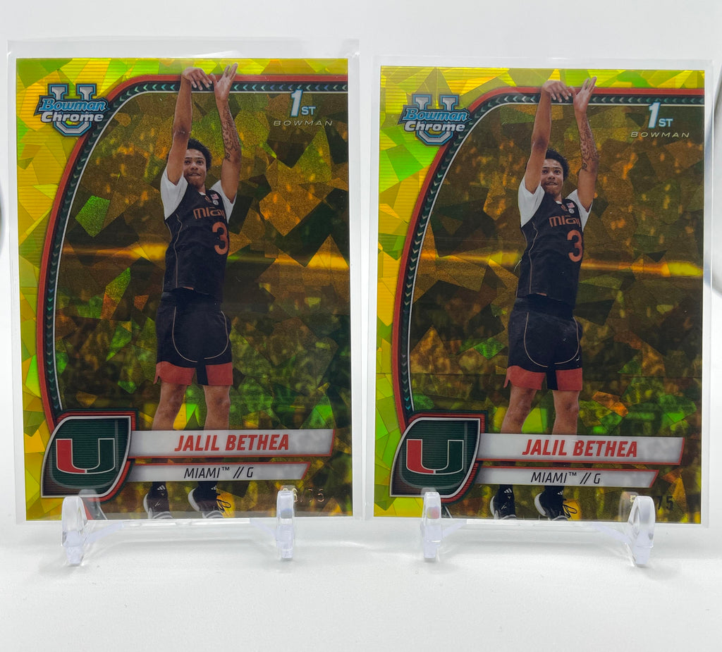 2024-25 Bowman University Chrome Jalil Bethea Sapphire Yellow Refractor /75 (x2)