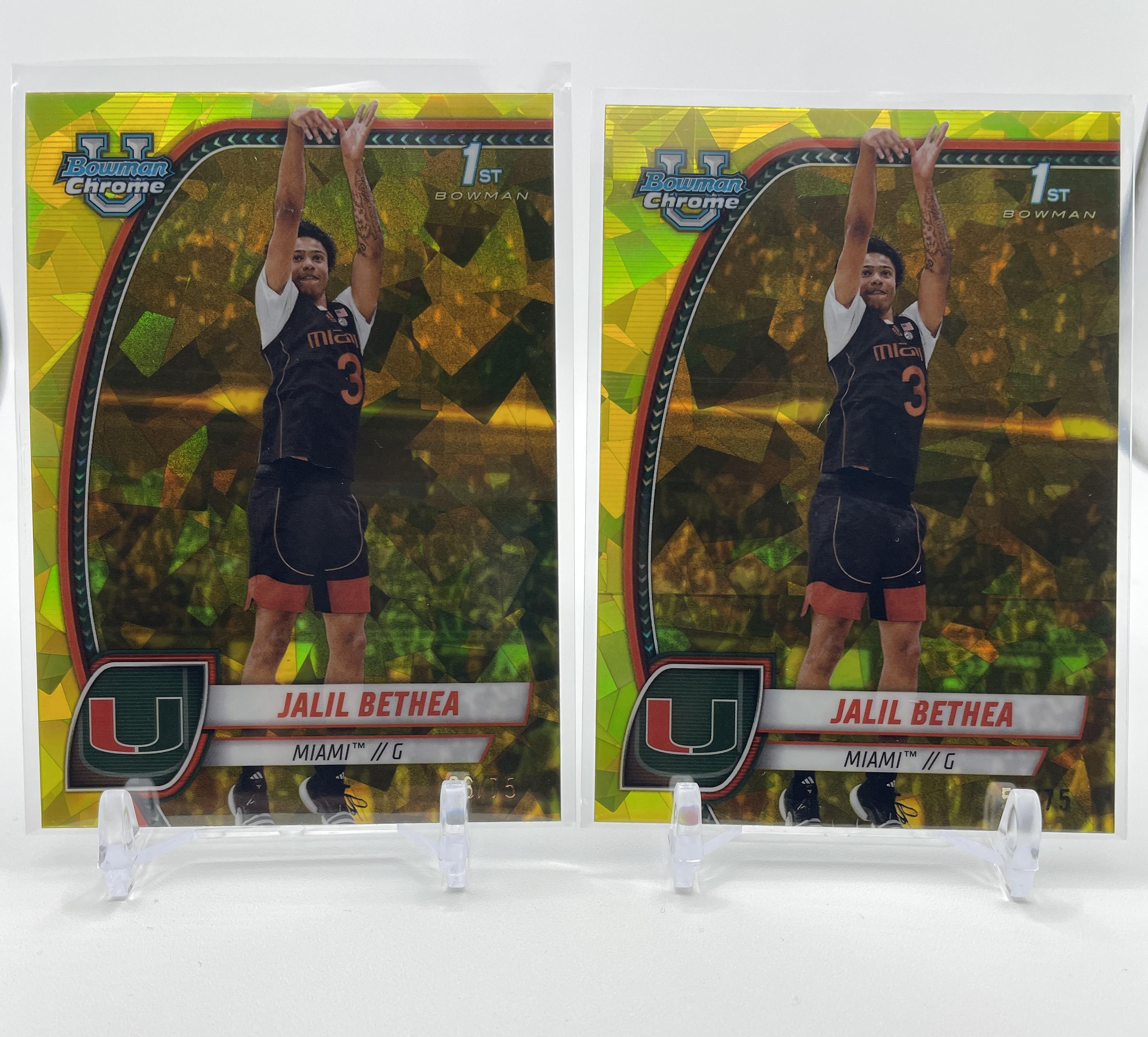 2024-25 Bowman University Chrome Jalil Bethea Sapphire Yellow Refractor /75 (x2)