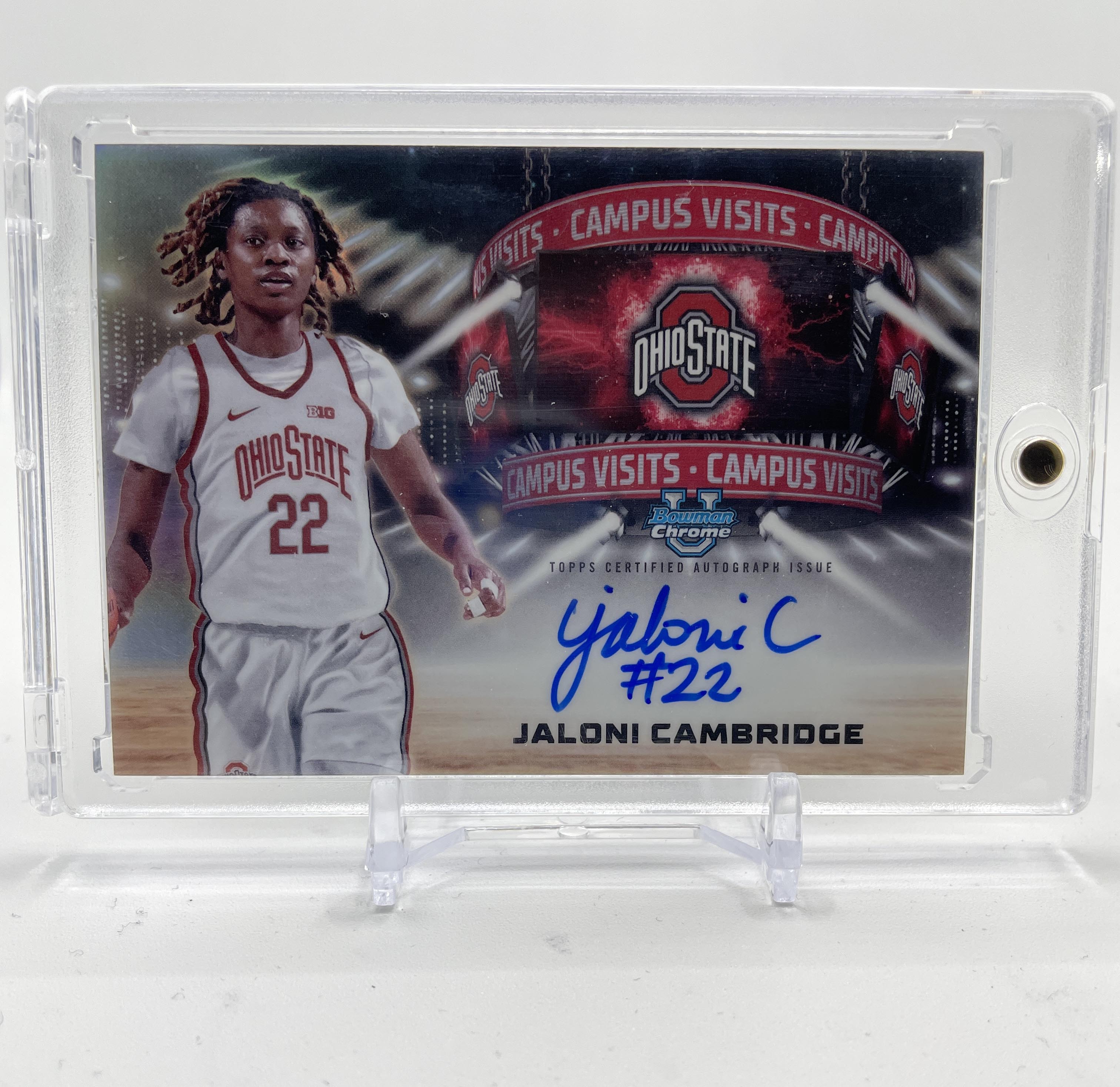 2024-25 Bowman University Chrome Jaloni Cambridge Campus Visits On-Card Auto SP