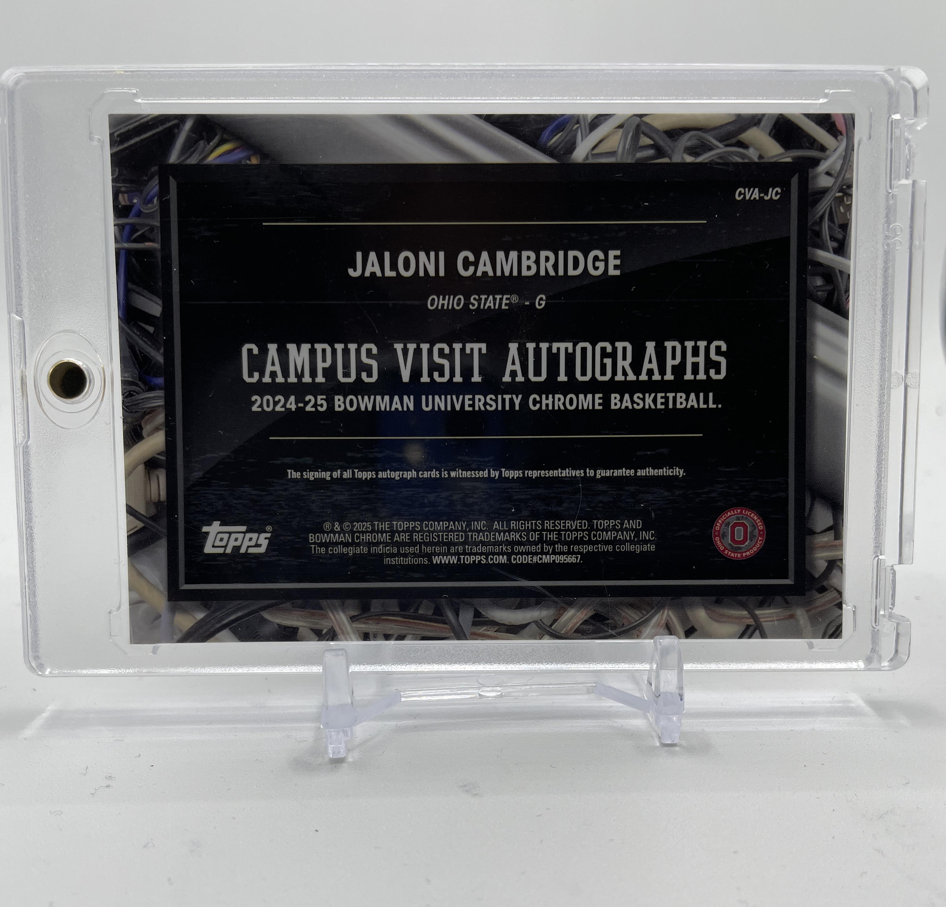 2024-25 Bowman University Chrome Jaloni Cambridge Campus Visits On-Card Auto SP