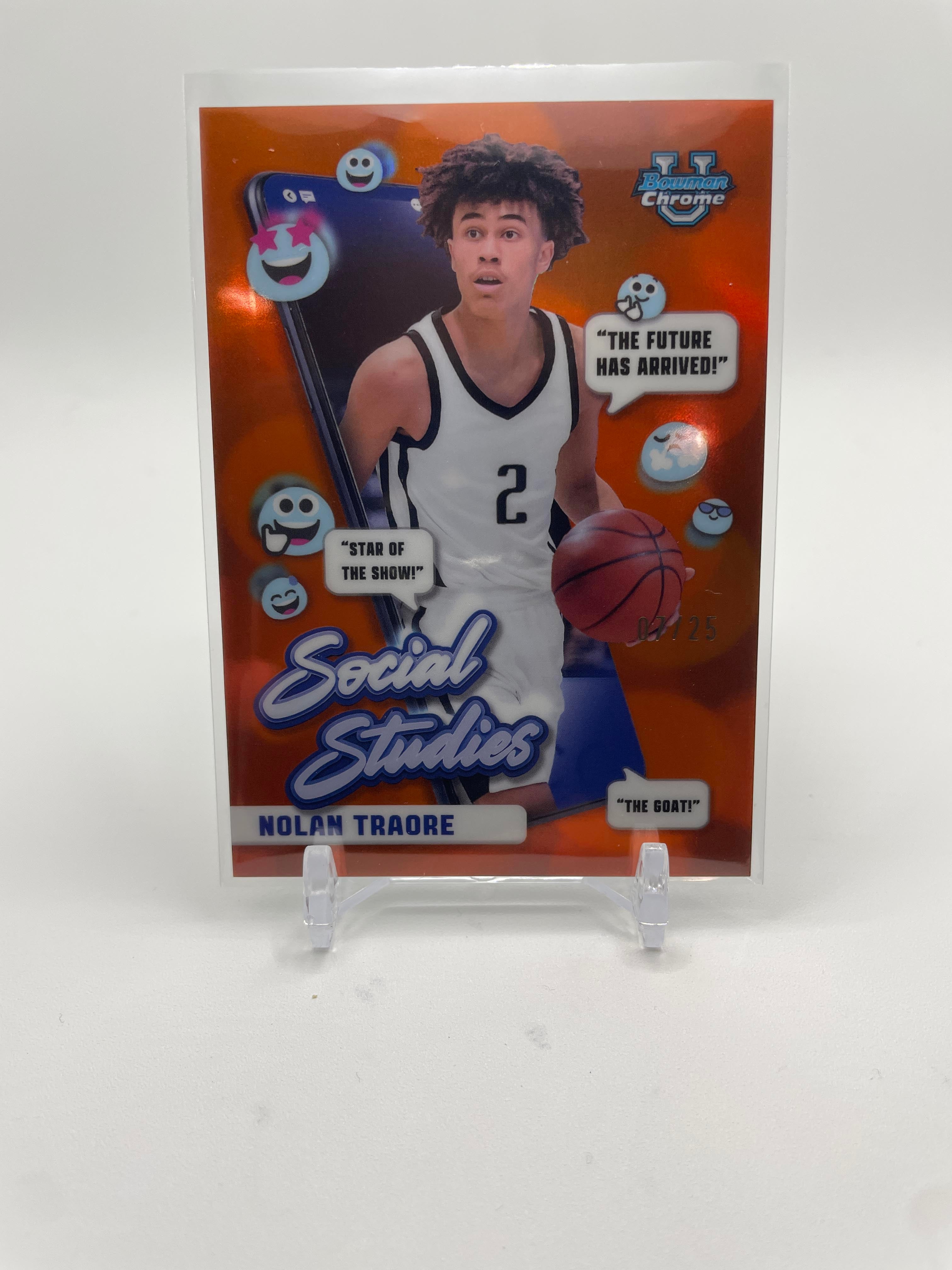 2024-25 Bowman University Chrome Nolan Traore Social Study Orange Refractor /25