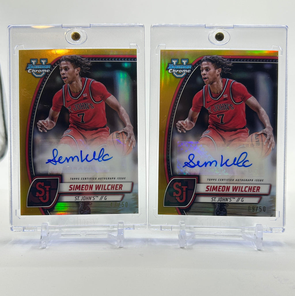 2024-25 Bowman University Chrome Simeon Wilcher Gold Refractor Auto /50 Set (x2)