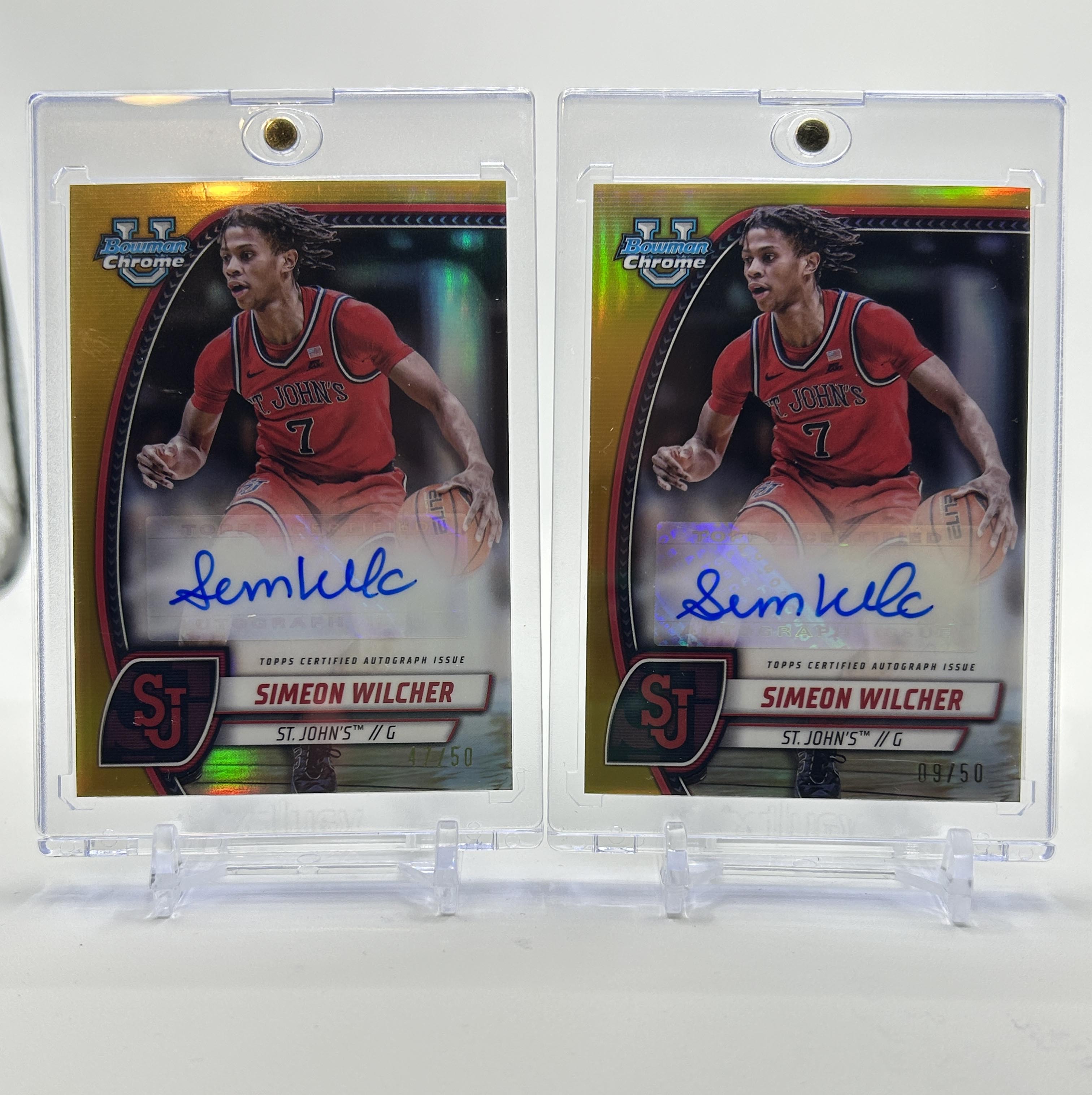 2024-25 Bowman University Chrome Simeon Wilcher Gold Refractor Auto /50 Set (x2)