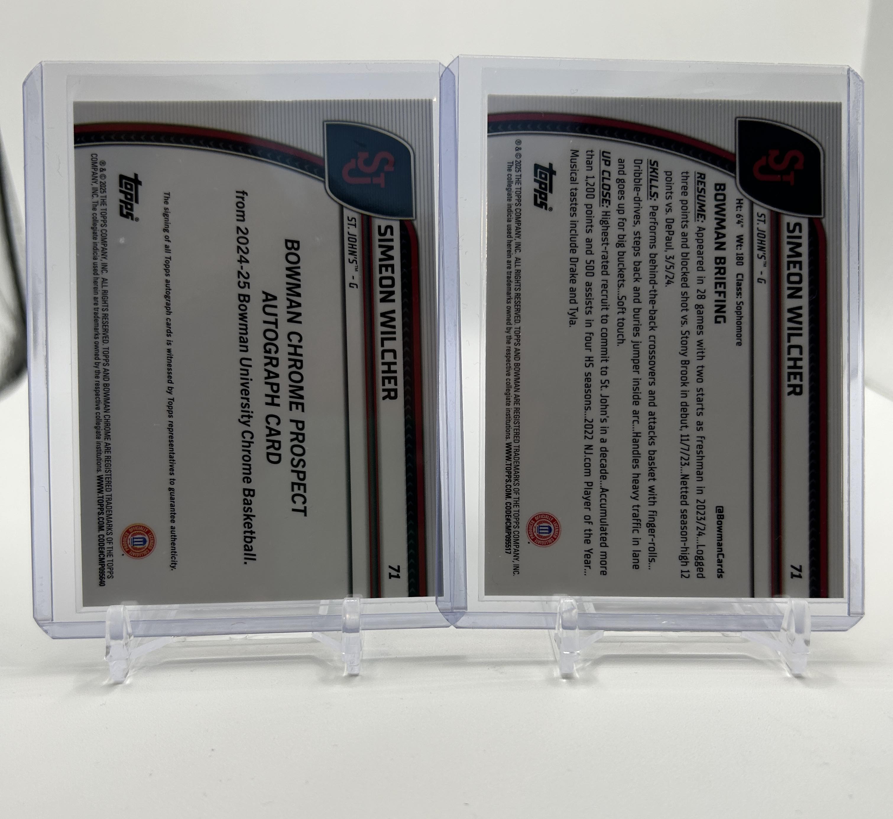 2024-25 Bowman University Chrome Simeon Wilcher Refractor Auto + Gold /50