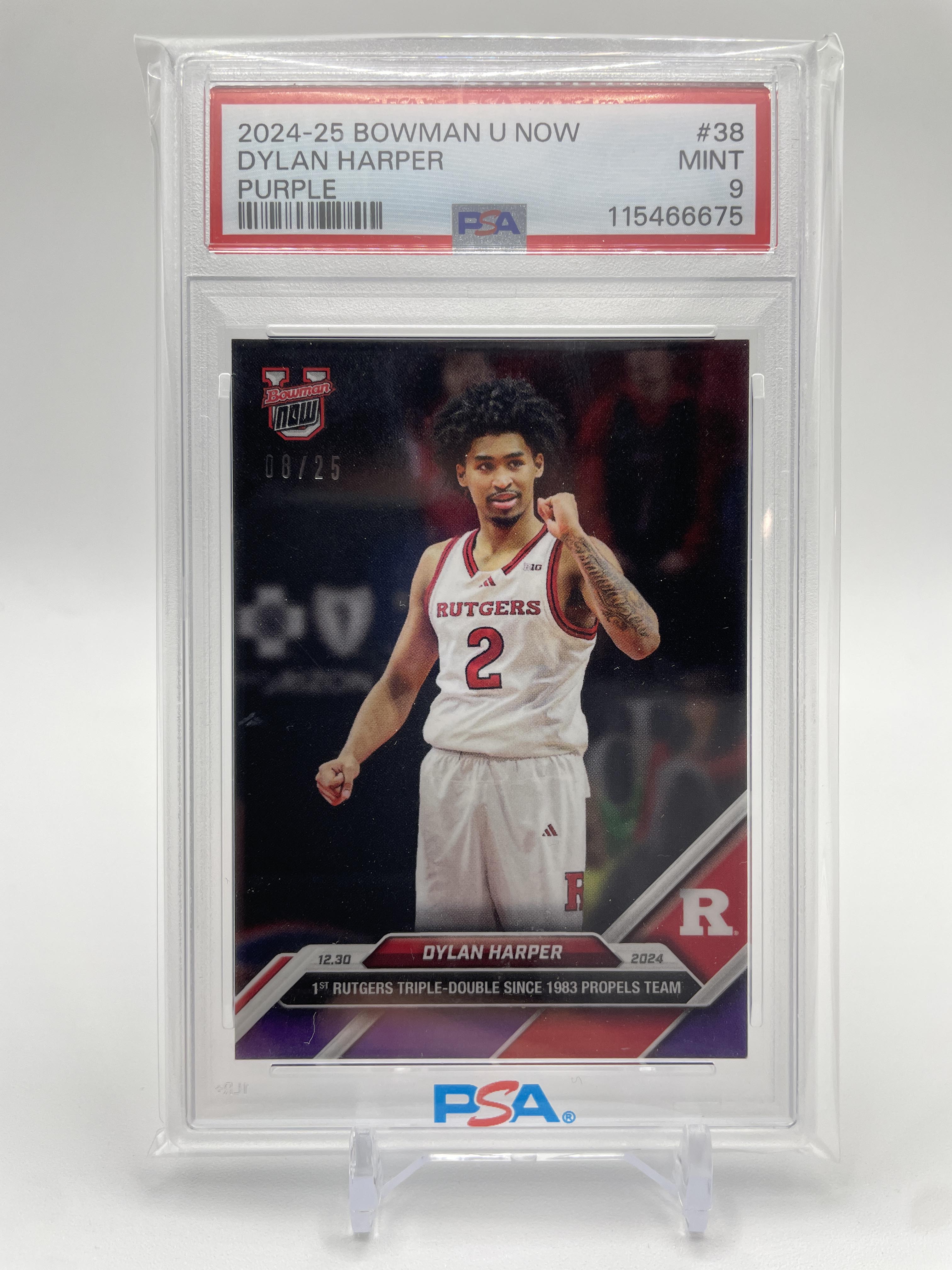 2024-25 Bowman University Now Dylan Harper Purple Rookie /25 #38 PSA 9 Mint