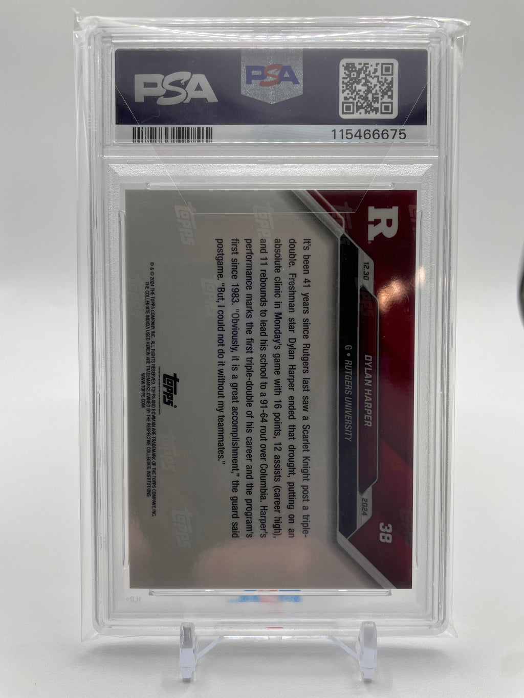2024-25 Bowman University Now Dylan Harper Purple Rookie /25 #38 PSA 9 Mint