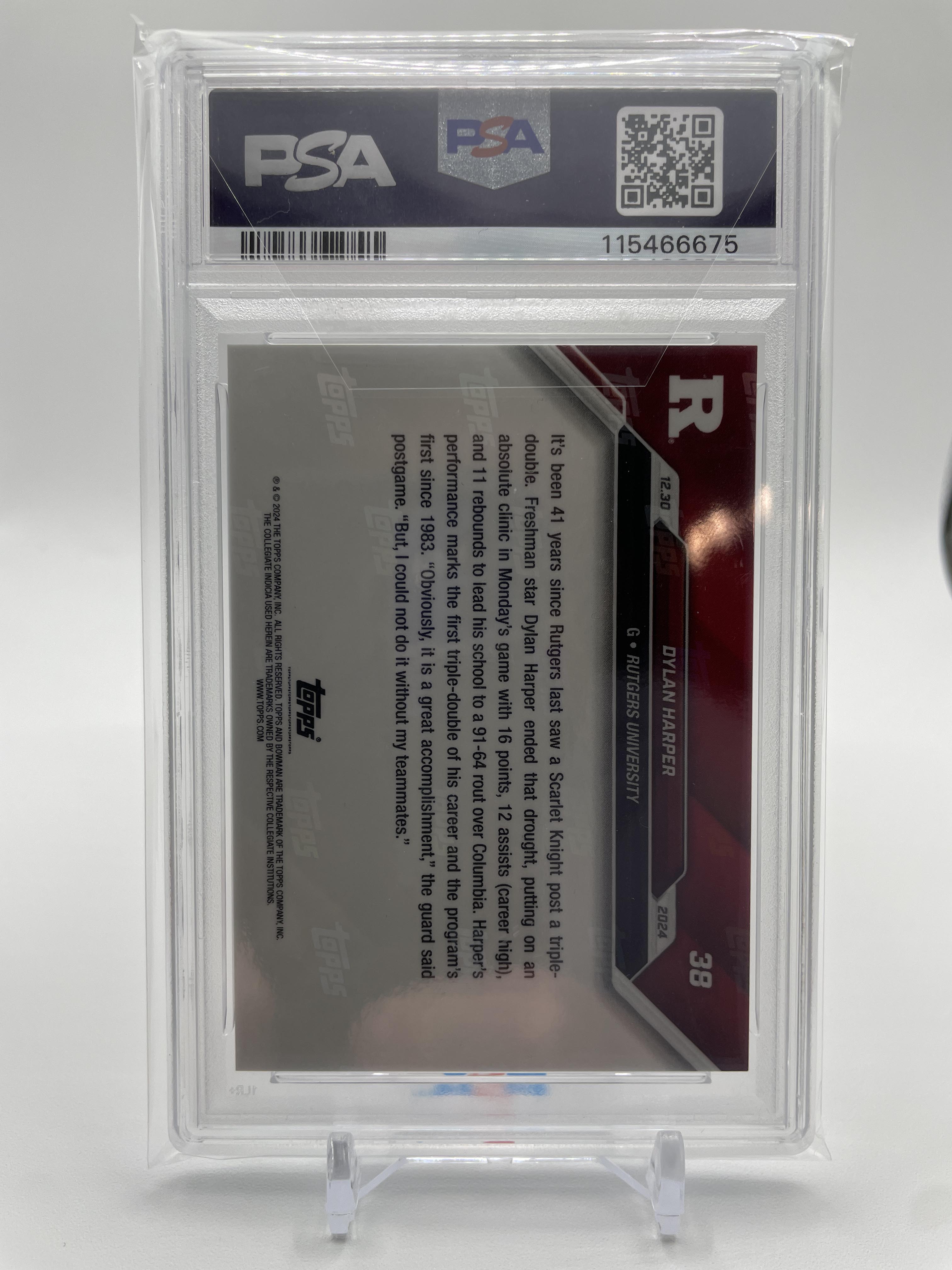 2024-25 Bowman University Now Dylan Harper Purple Rookie /25 #38 PSA 9 Mint