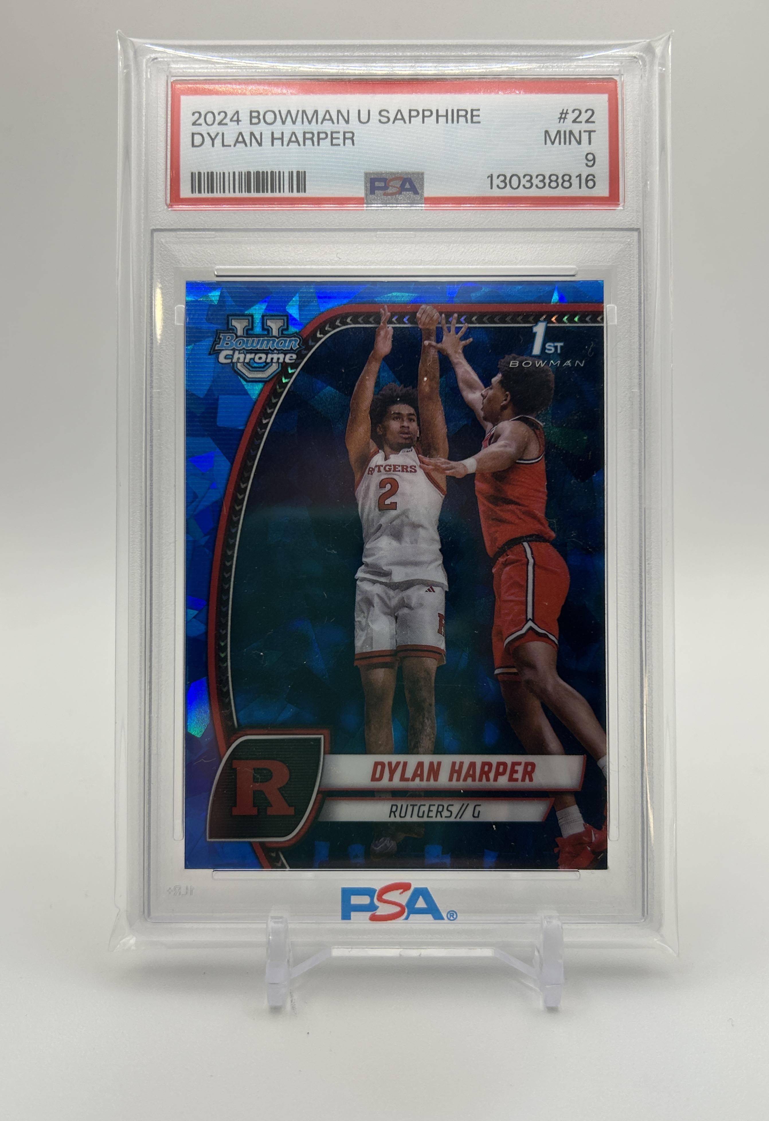2024-25 Bowman University Sapphire Dylan Harper Rookie #22 PSA 9 Mint