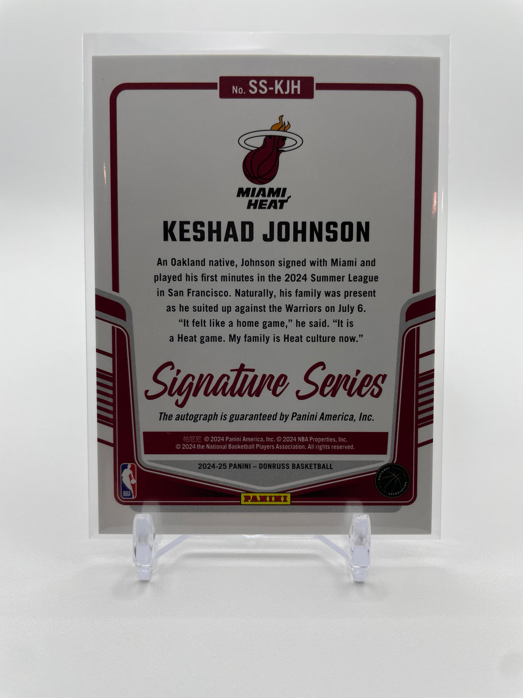 2024-25 Donruss Keshad Johnson Signature Series Rookie Auto