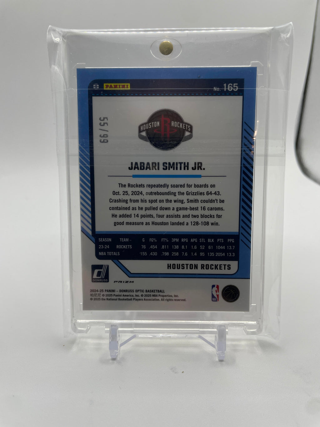 2024-25 Donruss Optic Jabari Smith Jr. Red Prizm /75 Houston Rockets #165