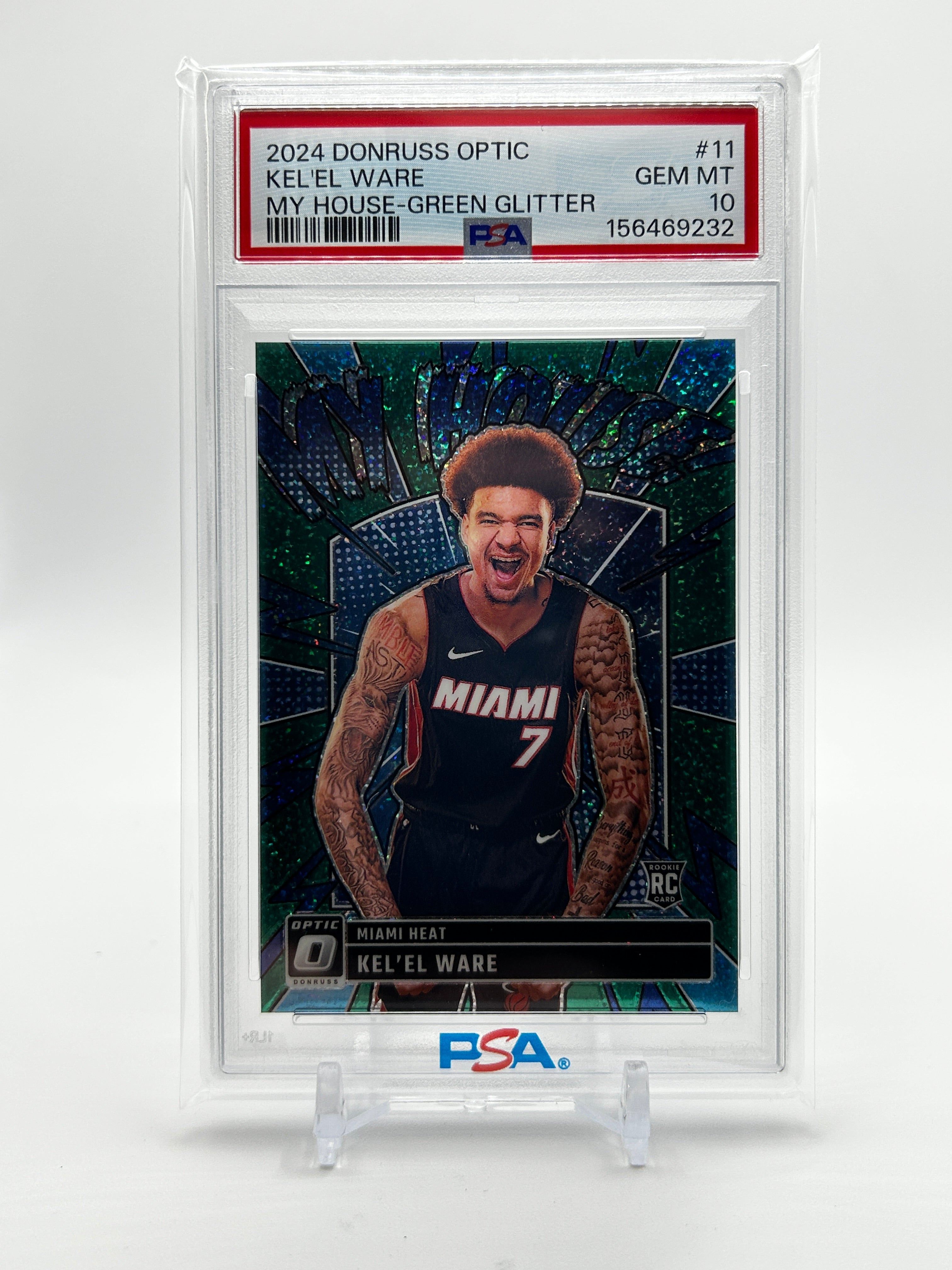 2024-25 Donruss Optic Kel'El Ware My House Green Glitter Prizm Rookie /5 PSA 10