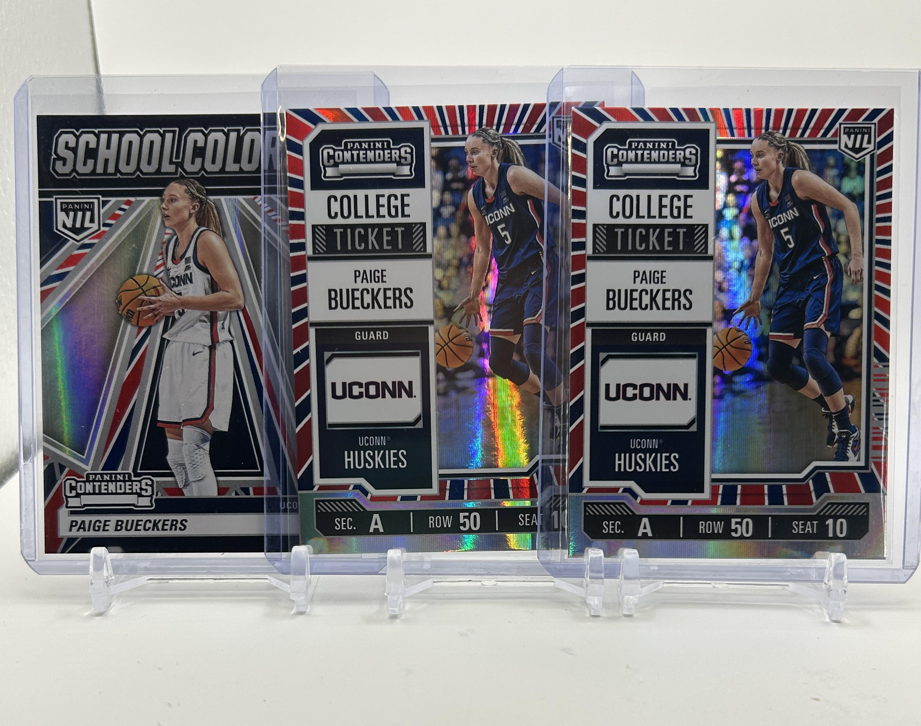 2024-25 Panini Contenders UConn Paige Bueckers Red White Blue Prizm SP Set