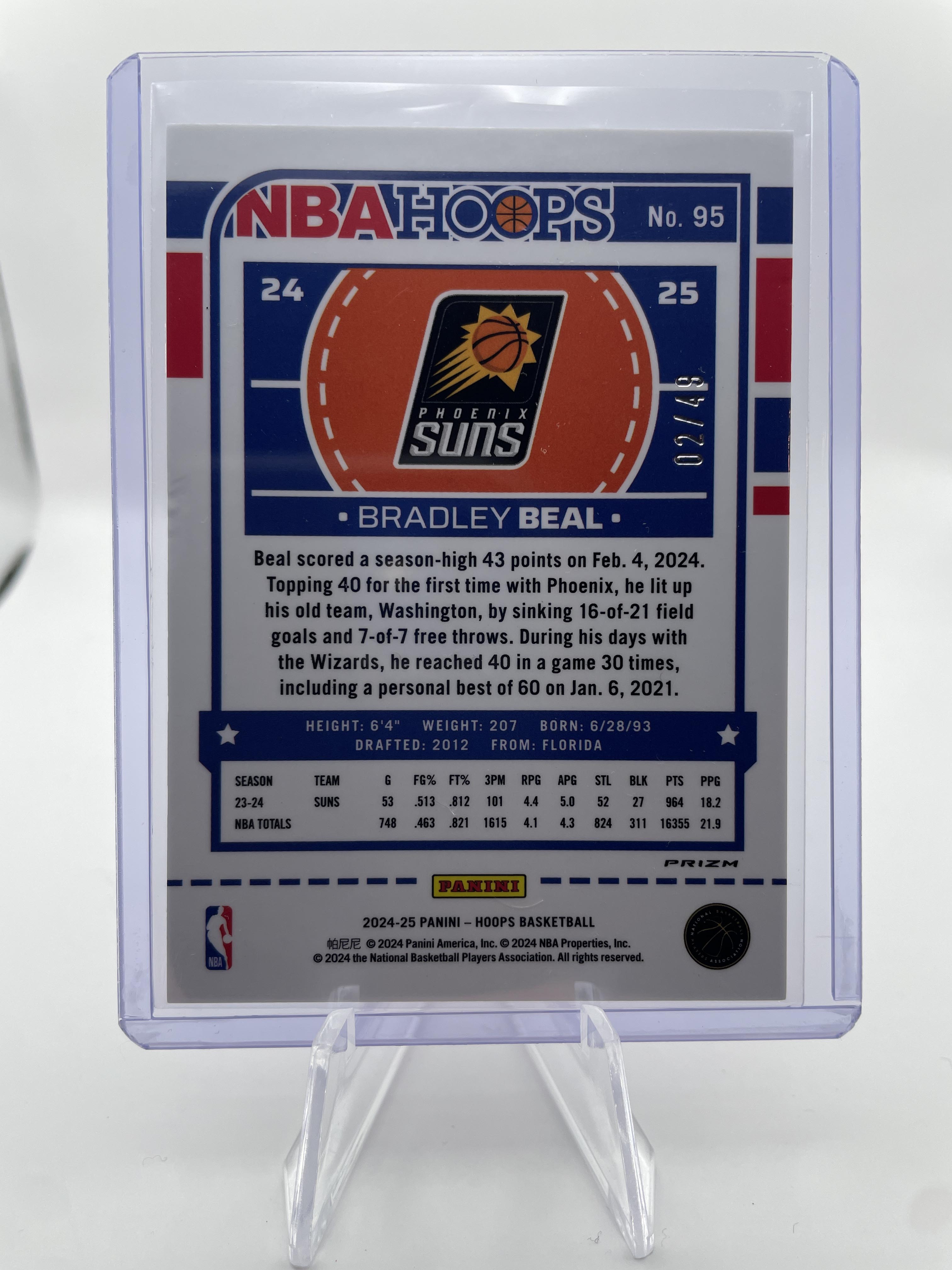 2024-25 Panini Hoops Bradley Beal Blue Pulsar Prizm /49