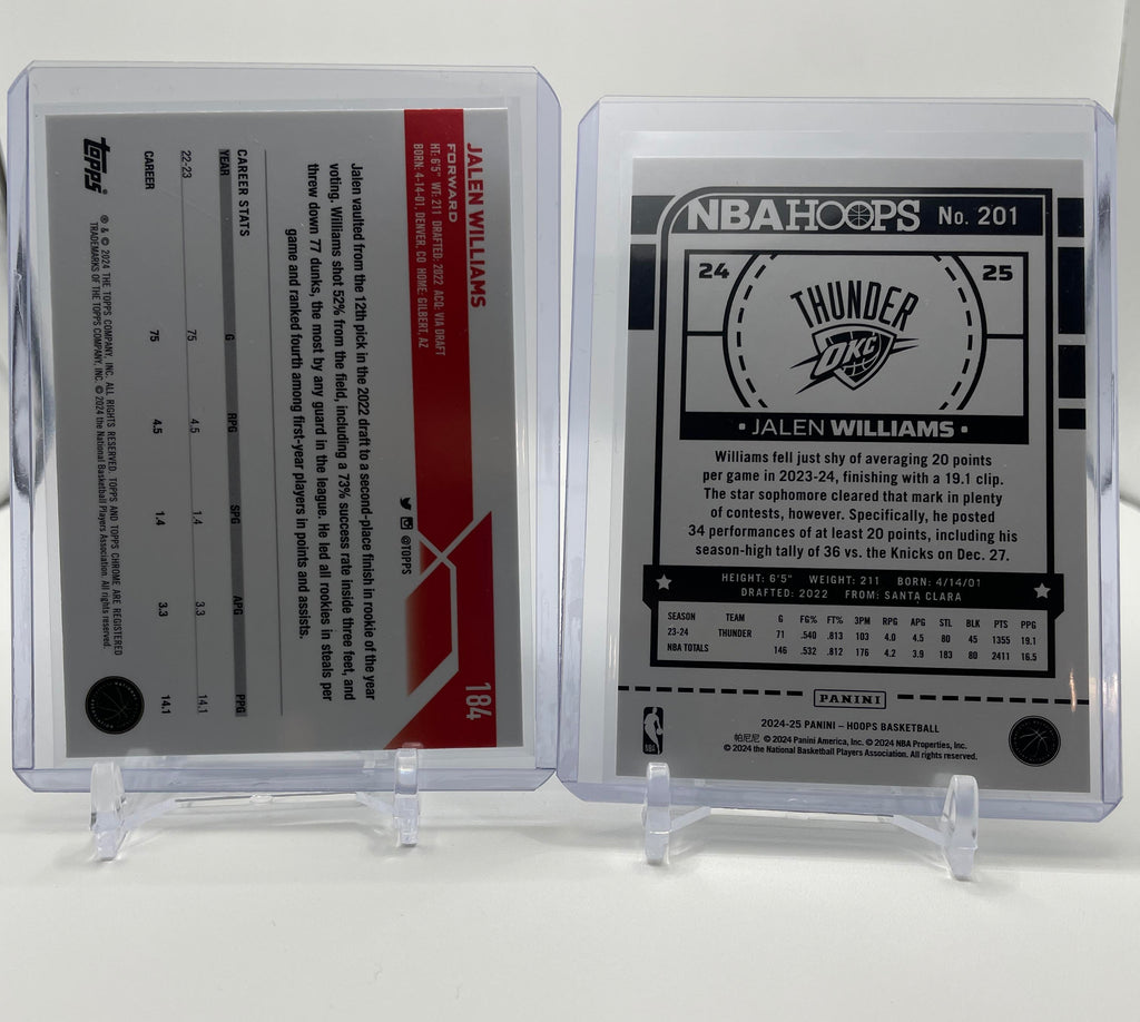 2024-25 Panini Hoops Jalen Williams White Pulsar Prizm /149 + Topps Chrome /75