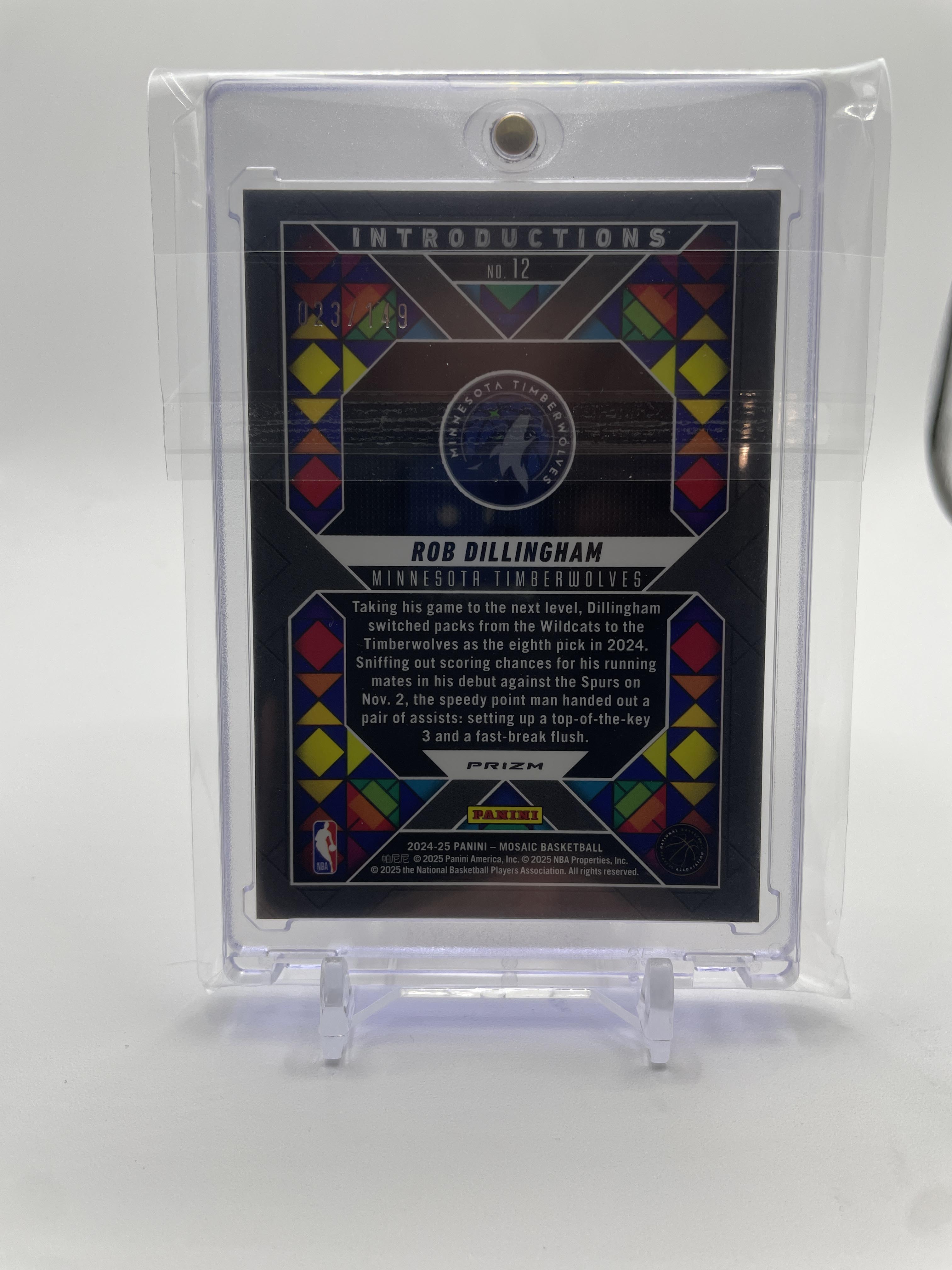 2024-25 Panini Mosaic Rob Dillingham Introductions Pink Prizm Rookie /149