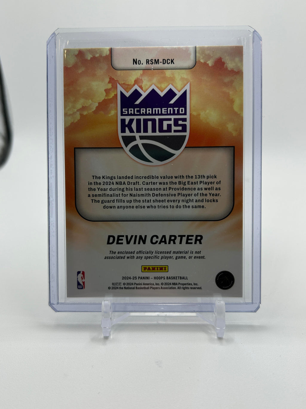 2024-25 Panini NBA Hoops Devin Carter Rise N' Shine Rookie Patch