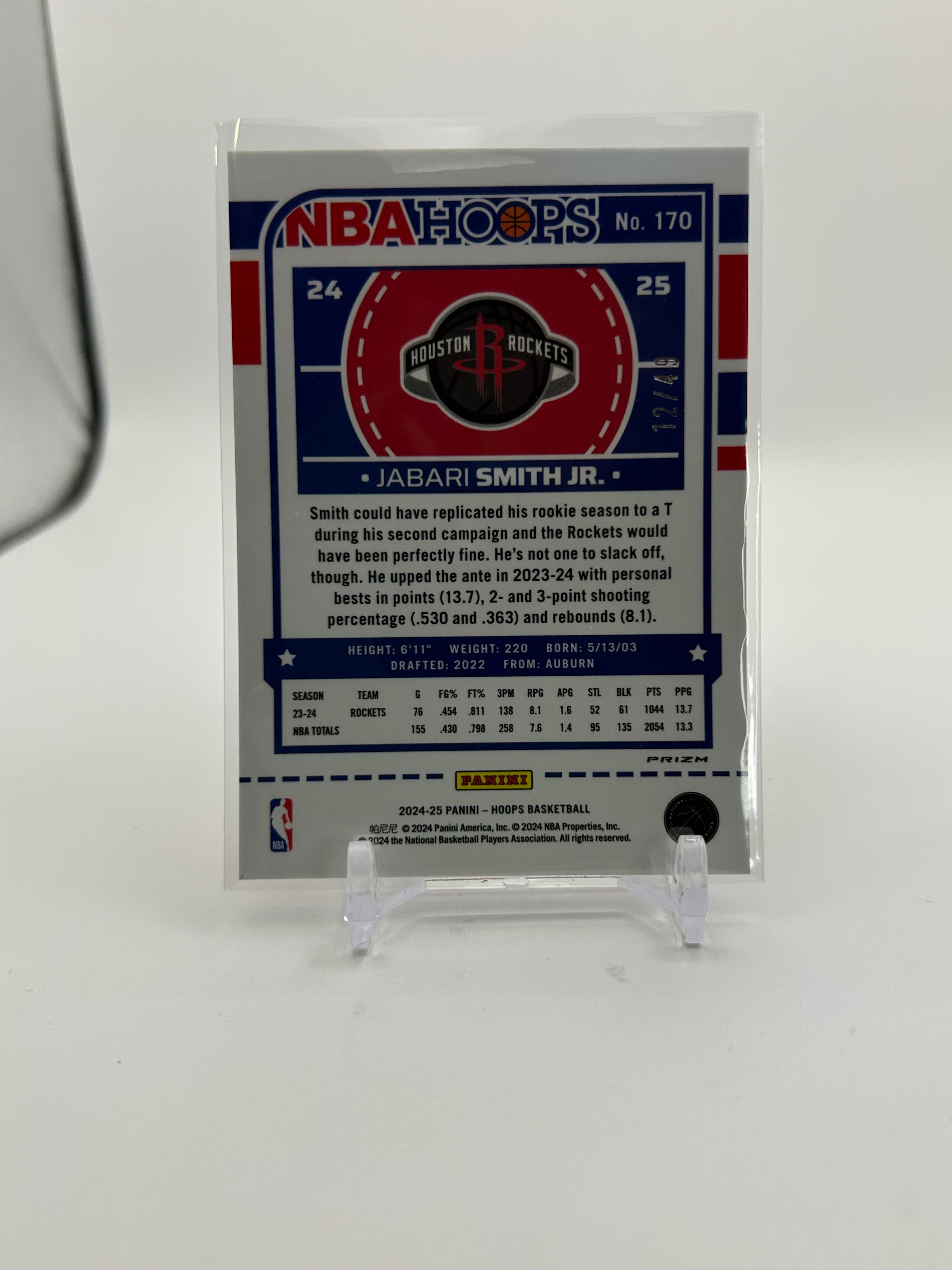 2024-25 Panini NBA Hoops Jabari Smith Jr. Choice Red Prizm /49