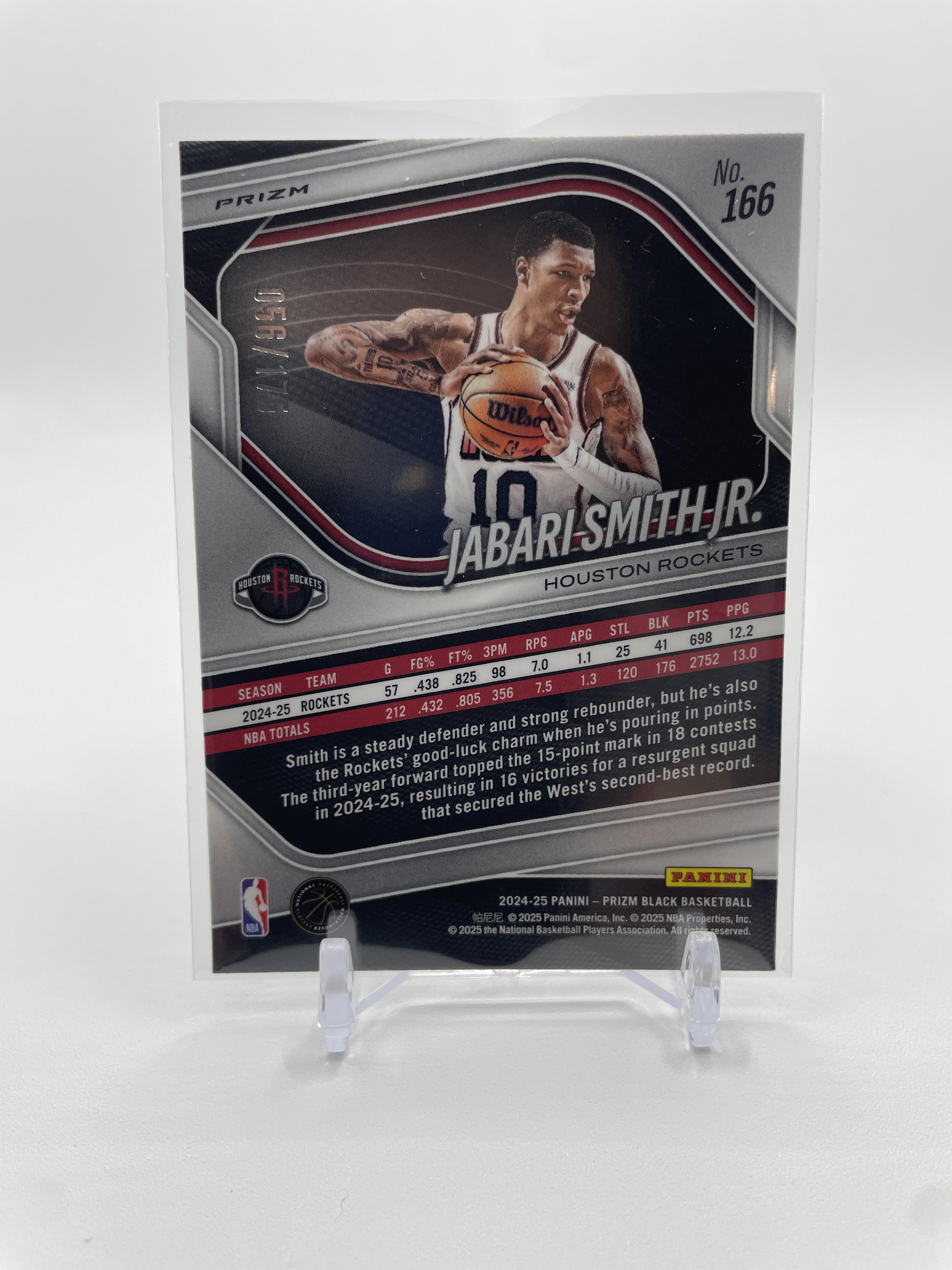 2024-25 Panini Prizm Black Jabari Smith Jr. Blue Prizm /199 + White Prizm /175