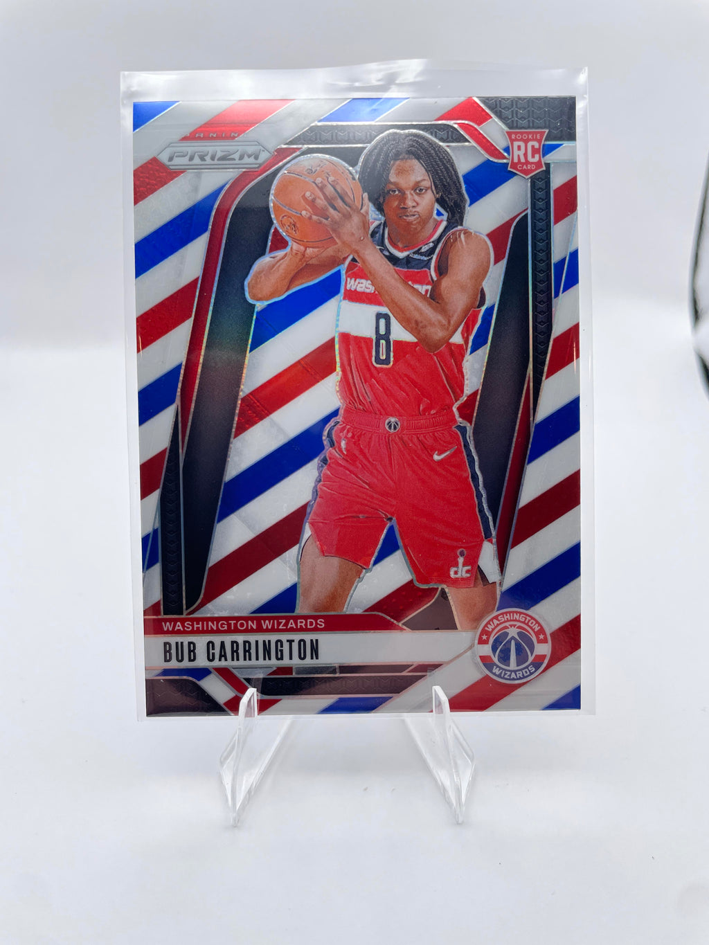 2024-25 Panini Prizm Bub Carrington Red White Blue Prizm Rookie SP