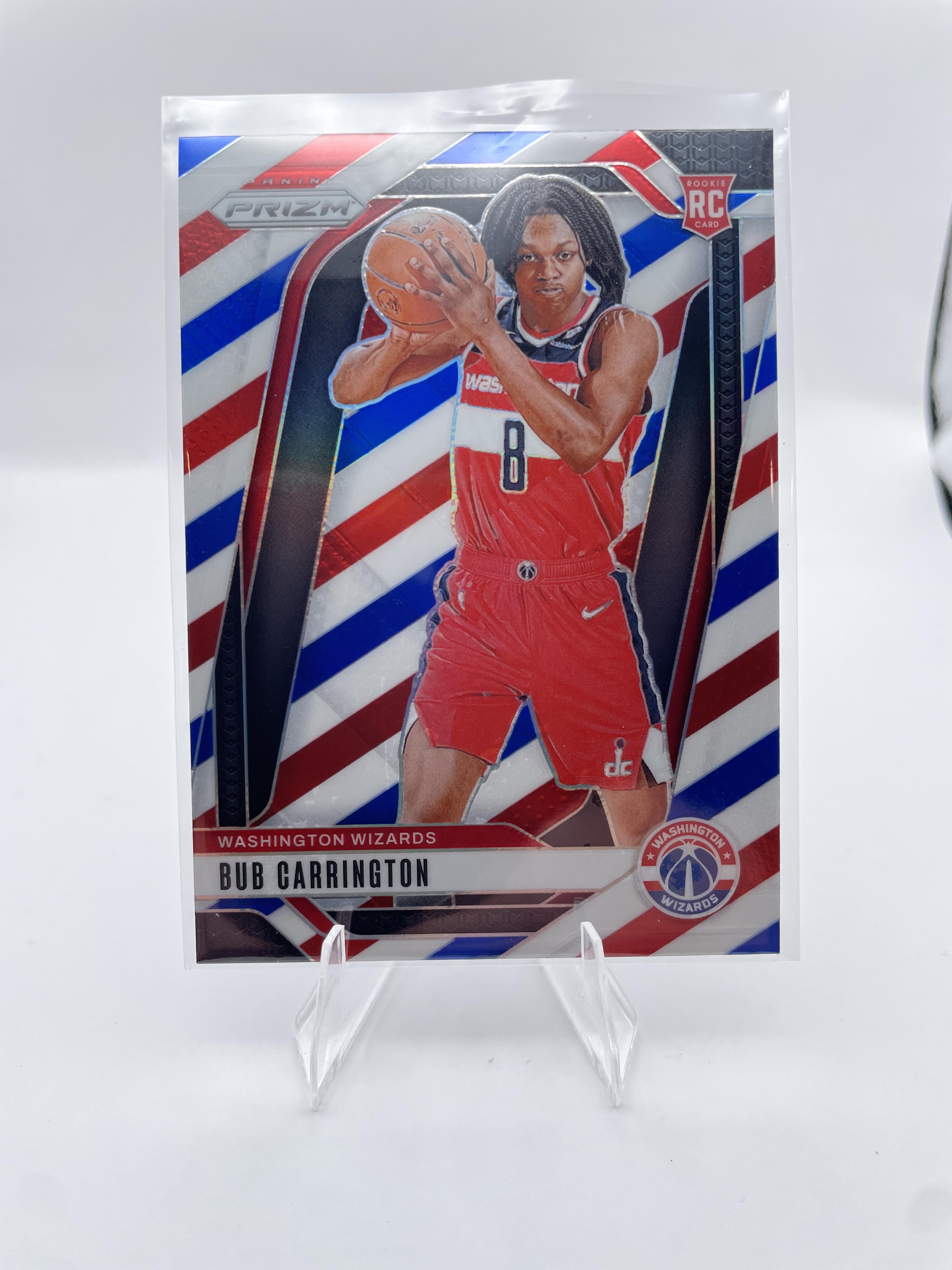 2024-25 Panini Prizm Bub Carrington Red White Blue Prizm Rookie SP