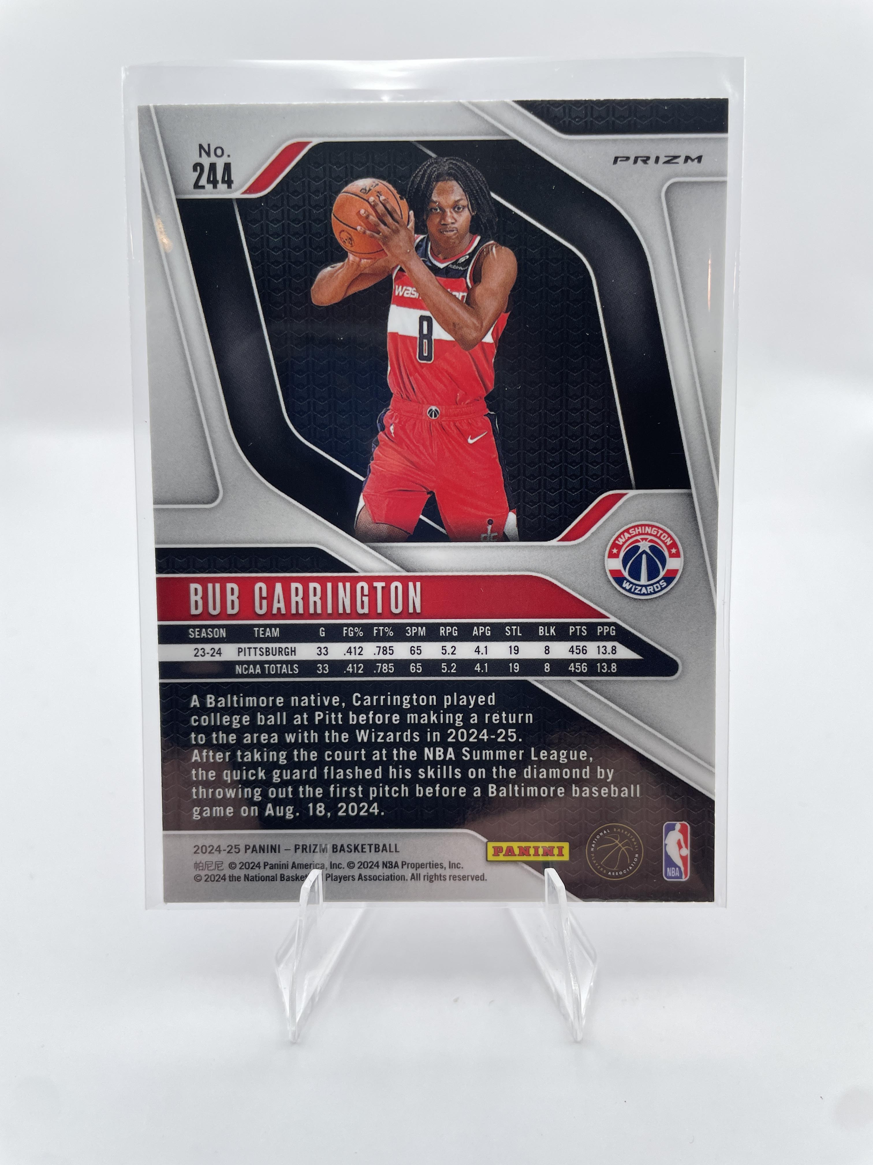 2024-25 Panini Prizm Bub Carrington Red White Blue Prizm Rookie SP