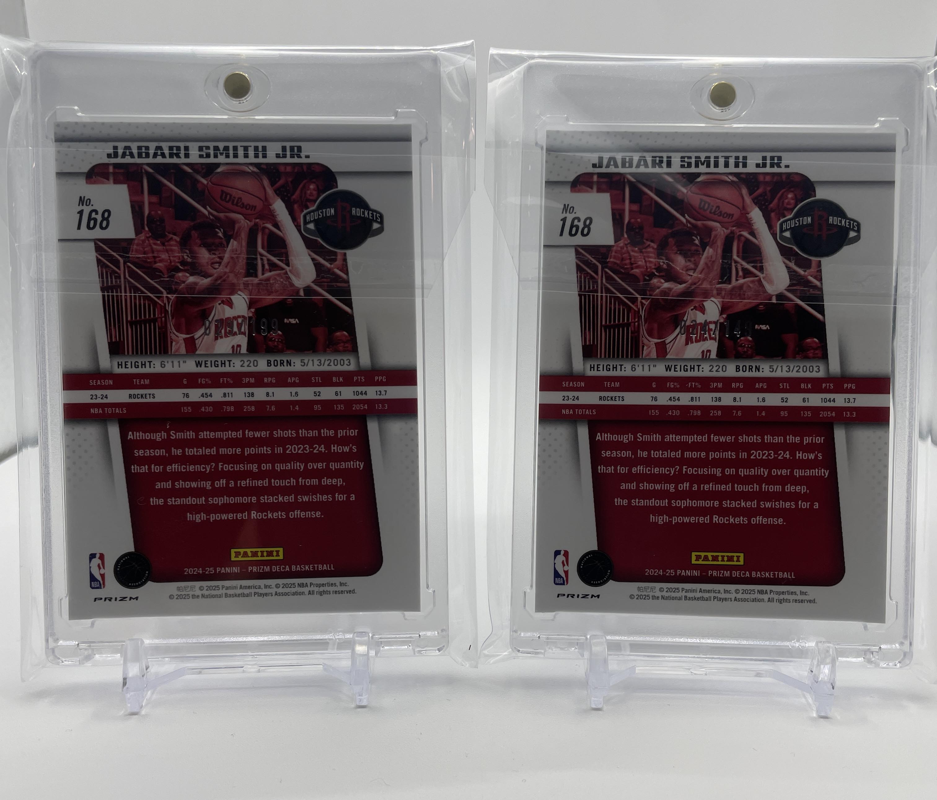 2024-25 Panini Prizm Deca Jabari Smith Jr. Red Prizm /199 + Blue Prizm /149