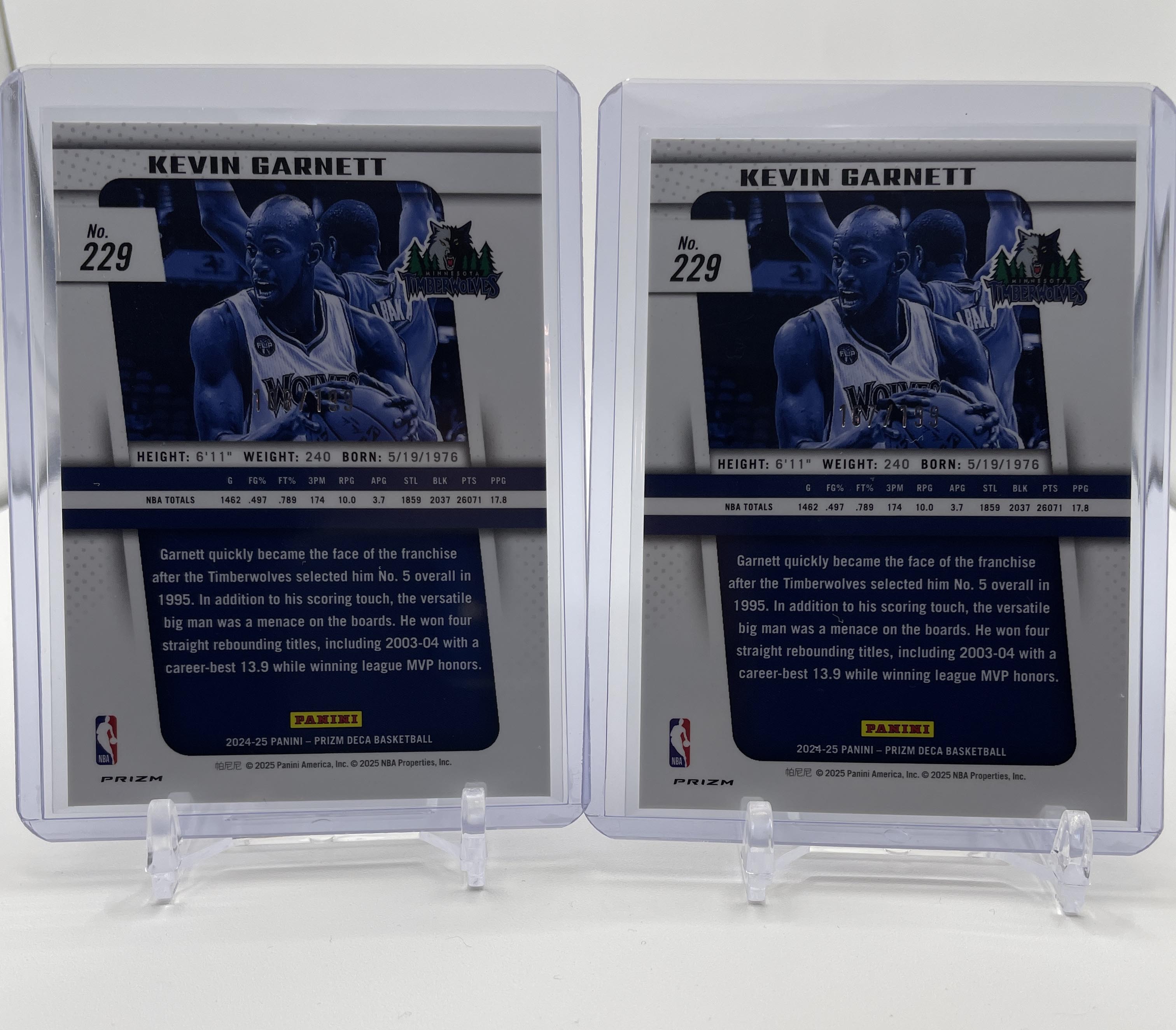 2024-25 Panini Prizm Deca Kevin Garnett Red Prizm /199 Set (x2)
