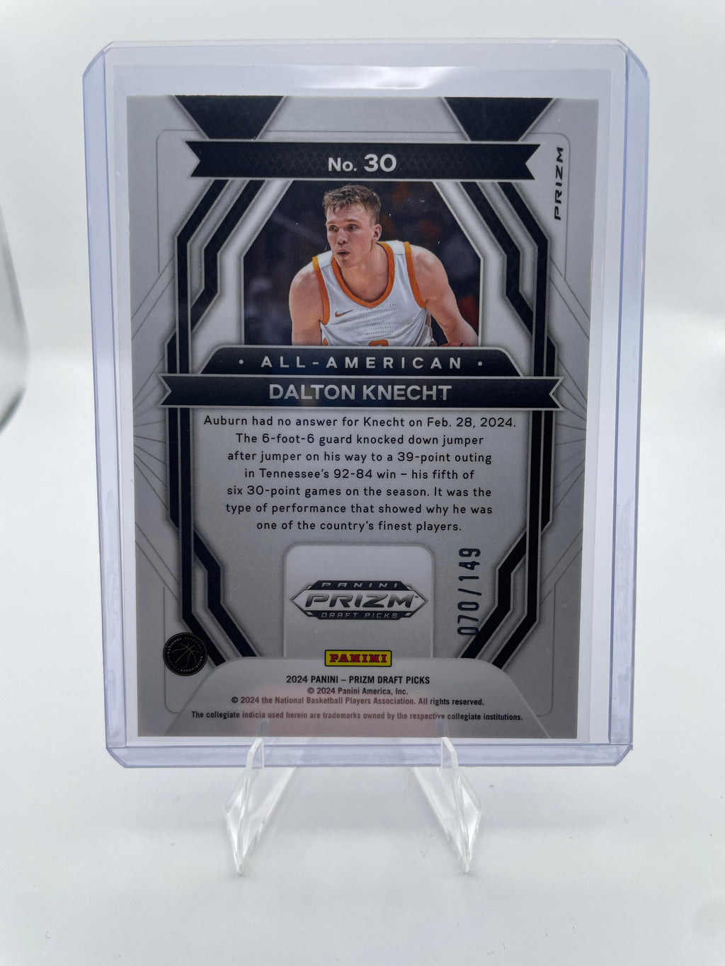 2024-25 Panini Prizm Draft Dalton Knecht All-American Blue Ice /99 + Purple /149