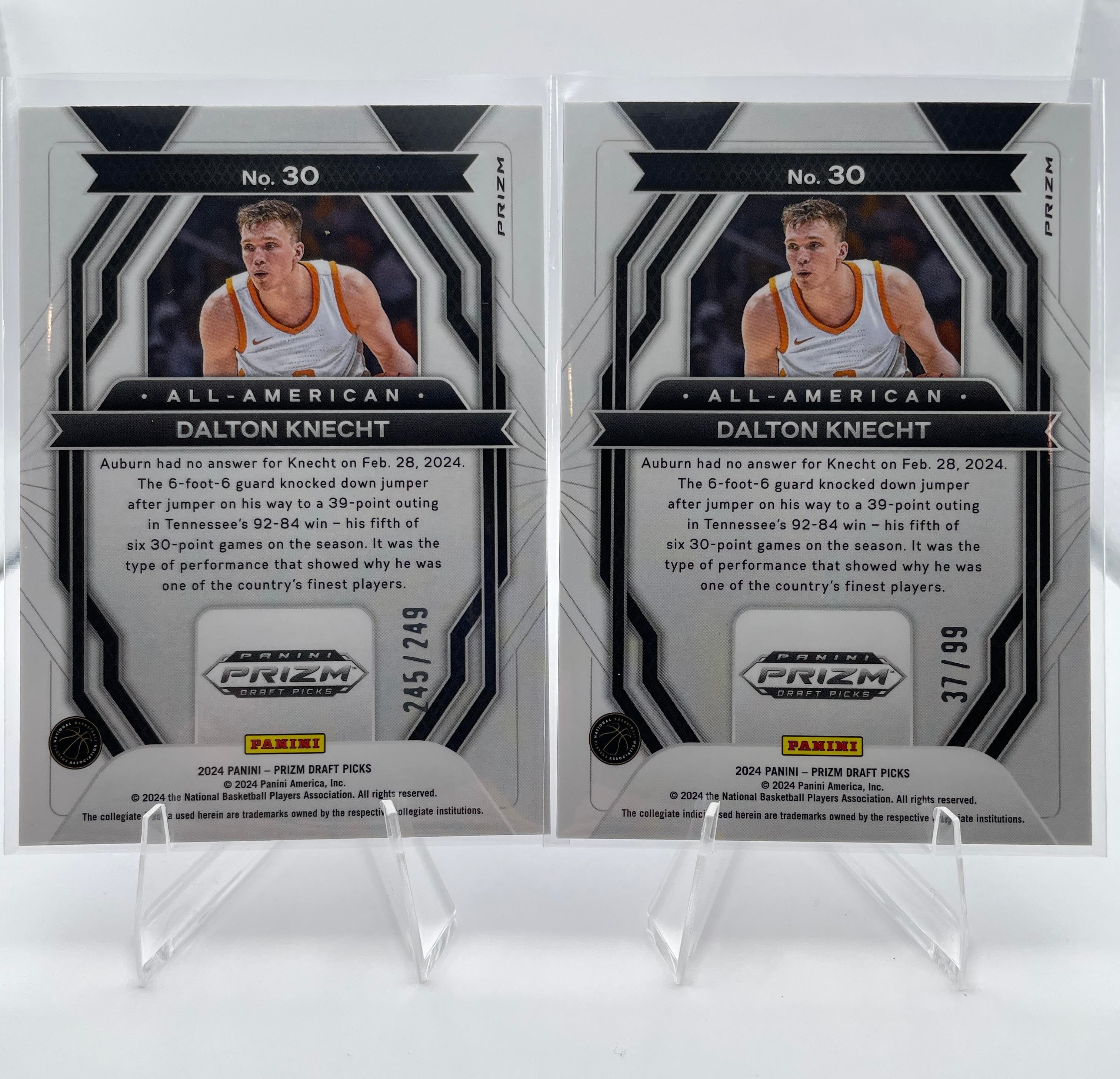 2024-25 Panini Prizm Draft Dalton Knecht All-American Blue Ice /99 + Purple /149