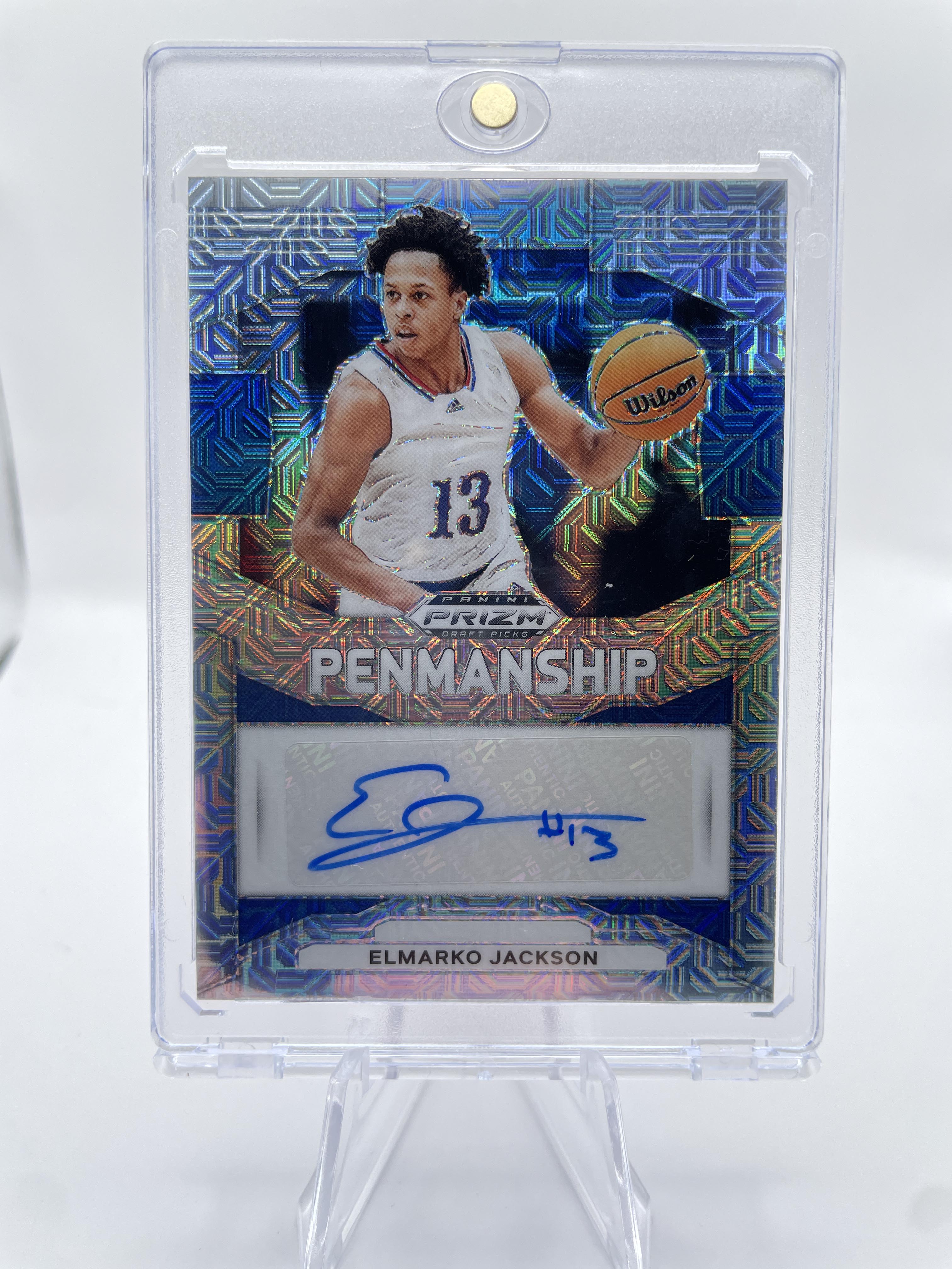 2024-25 Panini Prizm Draft Picks Elmarko Jackson Penmanship Mojo Prizm Auto /25
