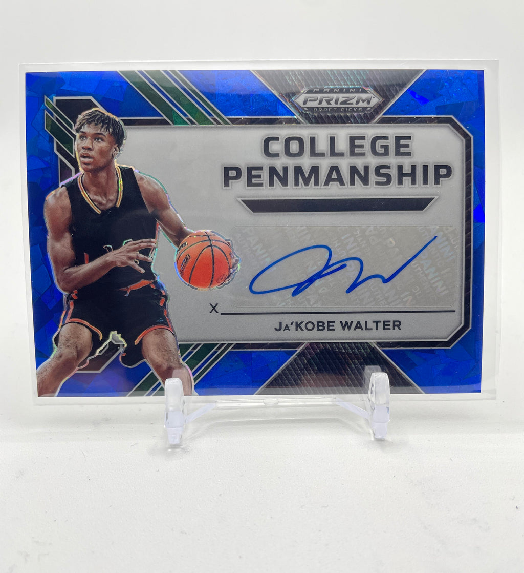 2024-25 Panini Prizm Draft Picks Ja'Kobe Walter Penmanship Blue Prizm Auto /75