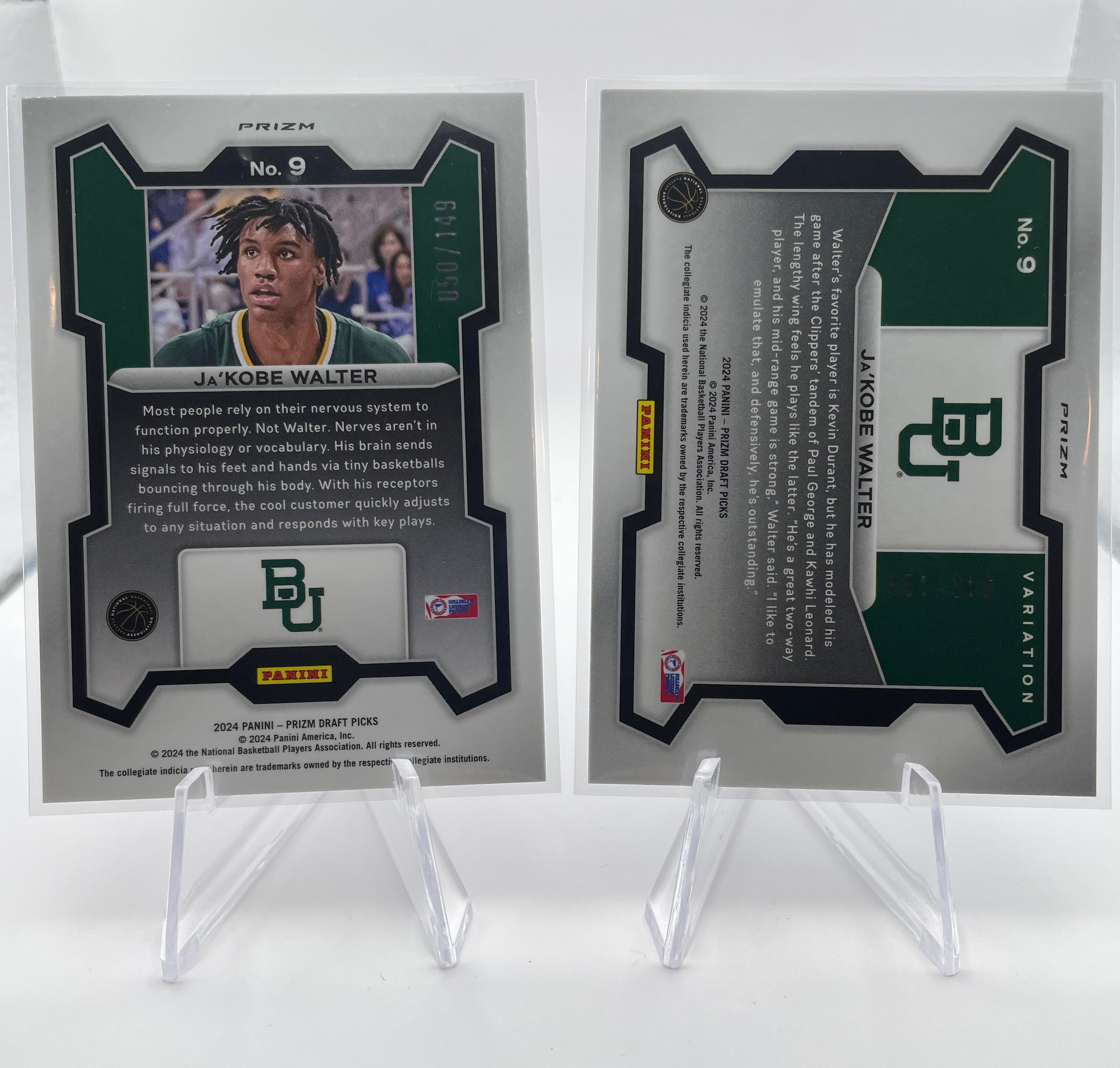 2024-25 Panini Prizm Draft Picks Ja'Kobe Walter Purple /75 + Blue Var /199 (x3)