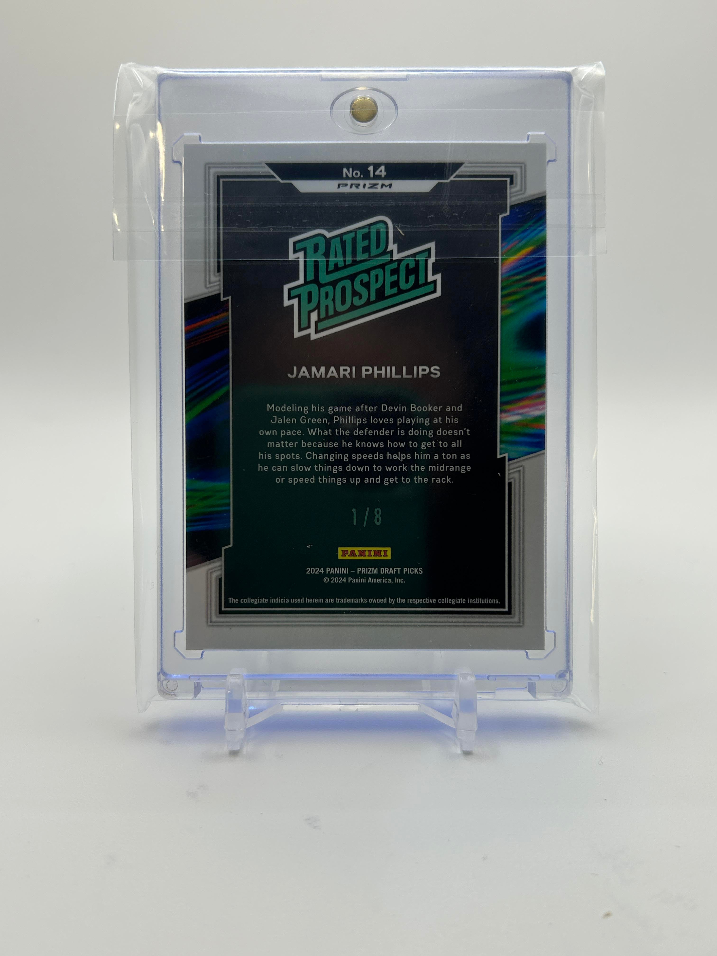 2024-25 Panini Prizm Draft Picks Jamari Phillips Choice Green Prizm Prospect /8