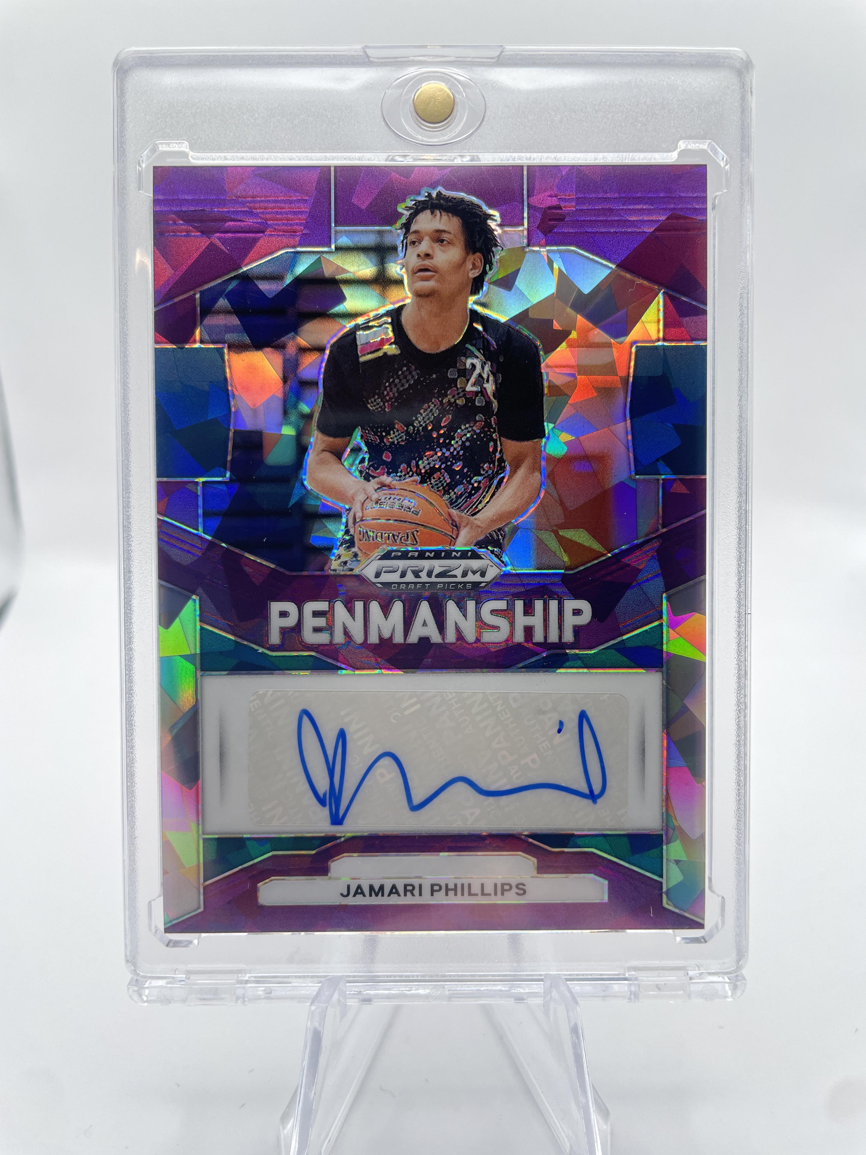 2024-25 Panini Prizm Draft Picks Jamari Phillips Penmanship Purple Ice Auto /99