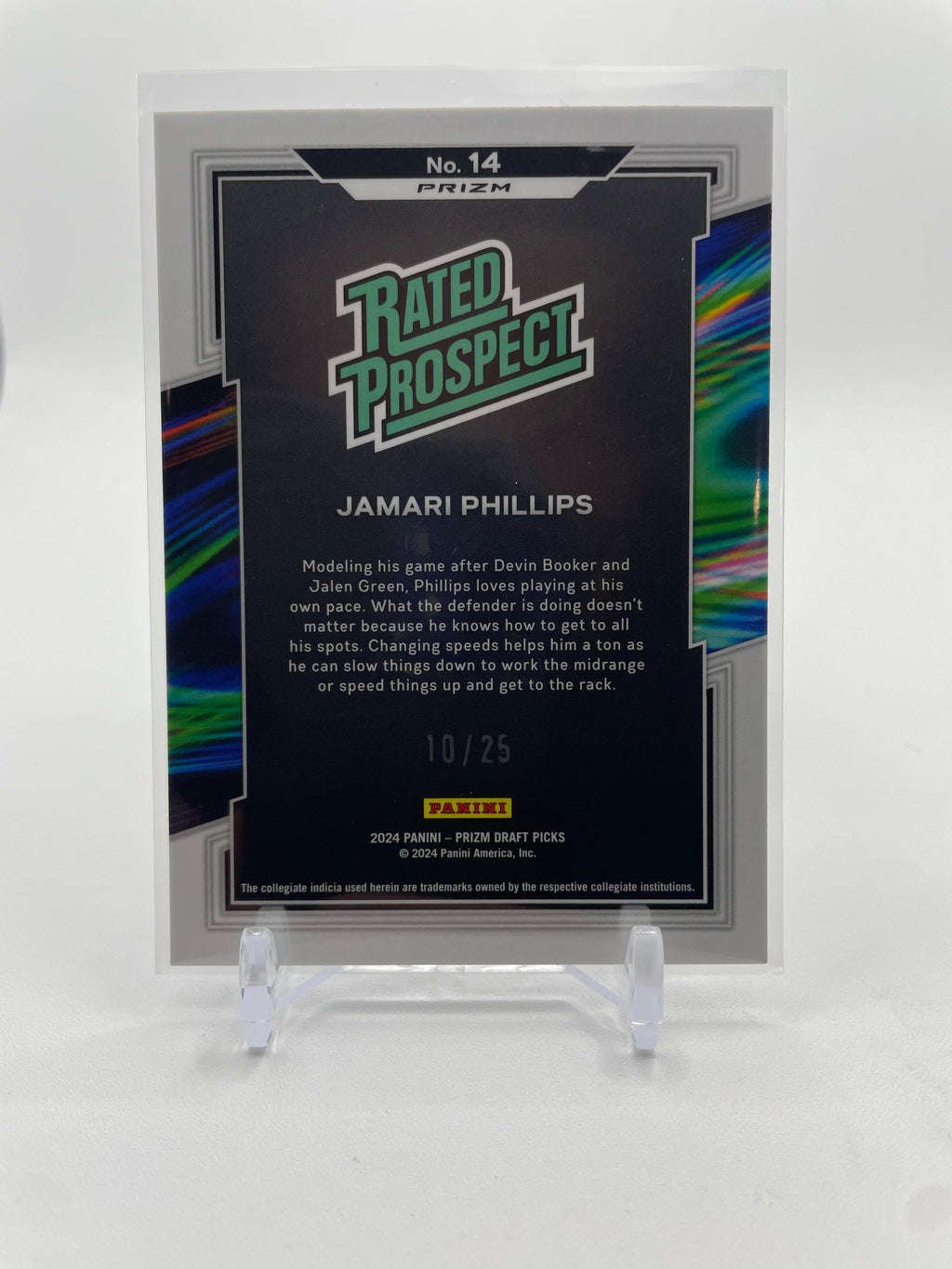 2024-25 Panini Prizm Draft Picks Jamari Phillips Rated Prospect Mojo Prizm /25