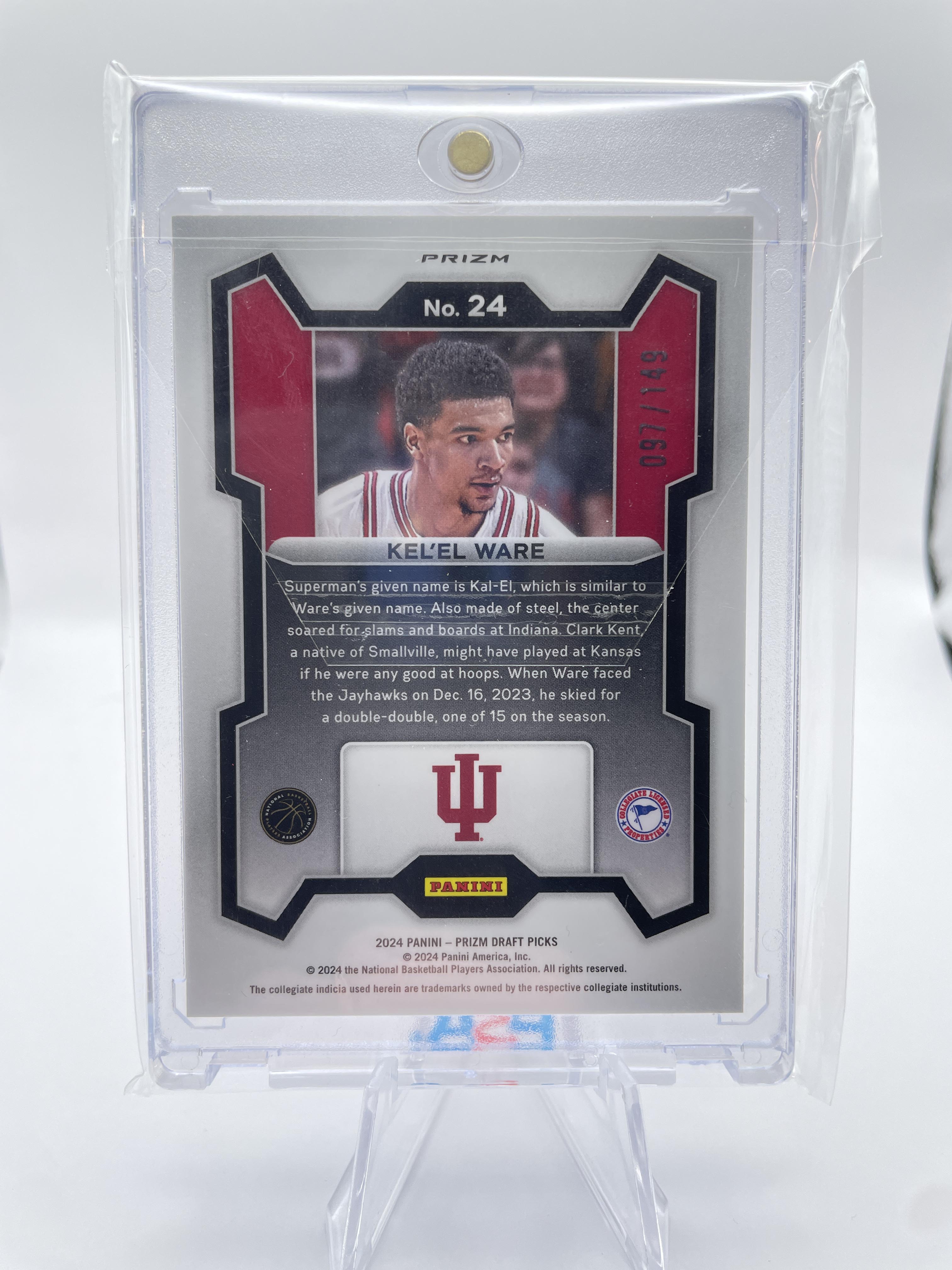 2024-25 Panini Prizm Draft Picks Kel'El Ware Purple Ice Prizm Rookie /149