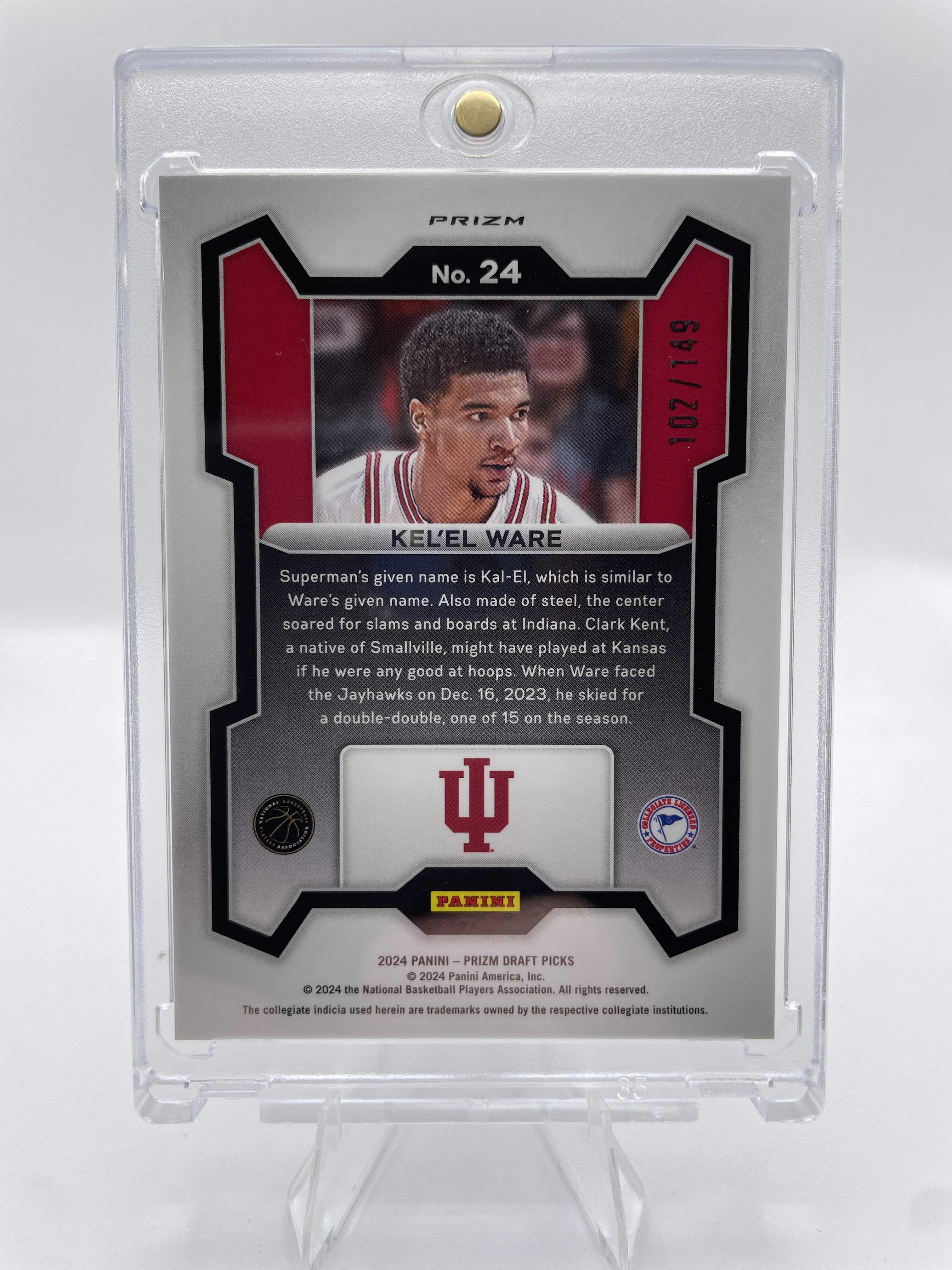 2024-25 Panini Prizm Draft Picks Kel'El Ware Purple Ice Prizm Rookie /149