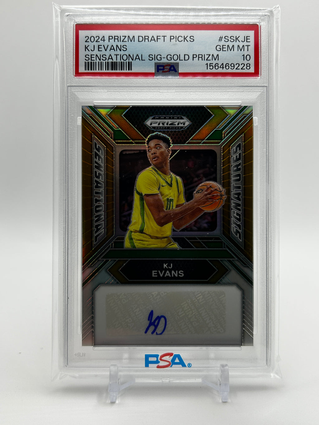 2024-25 Panini Prizm Draft Picks Kwame KJ Evans Gold Prizm Auto /10 PSA 10