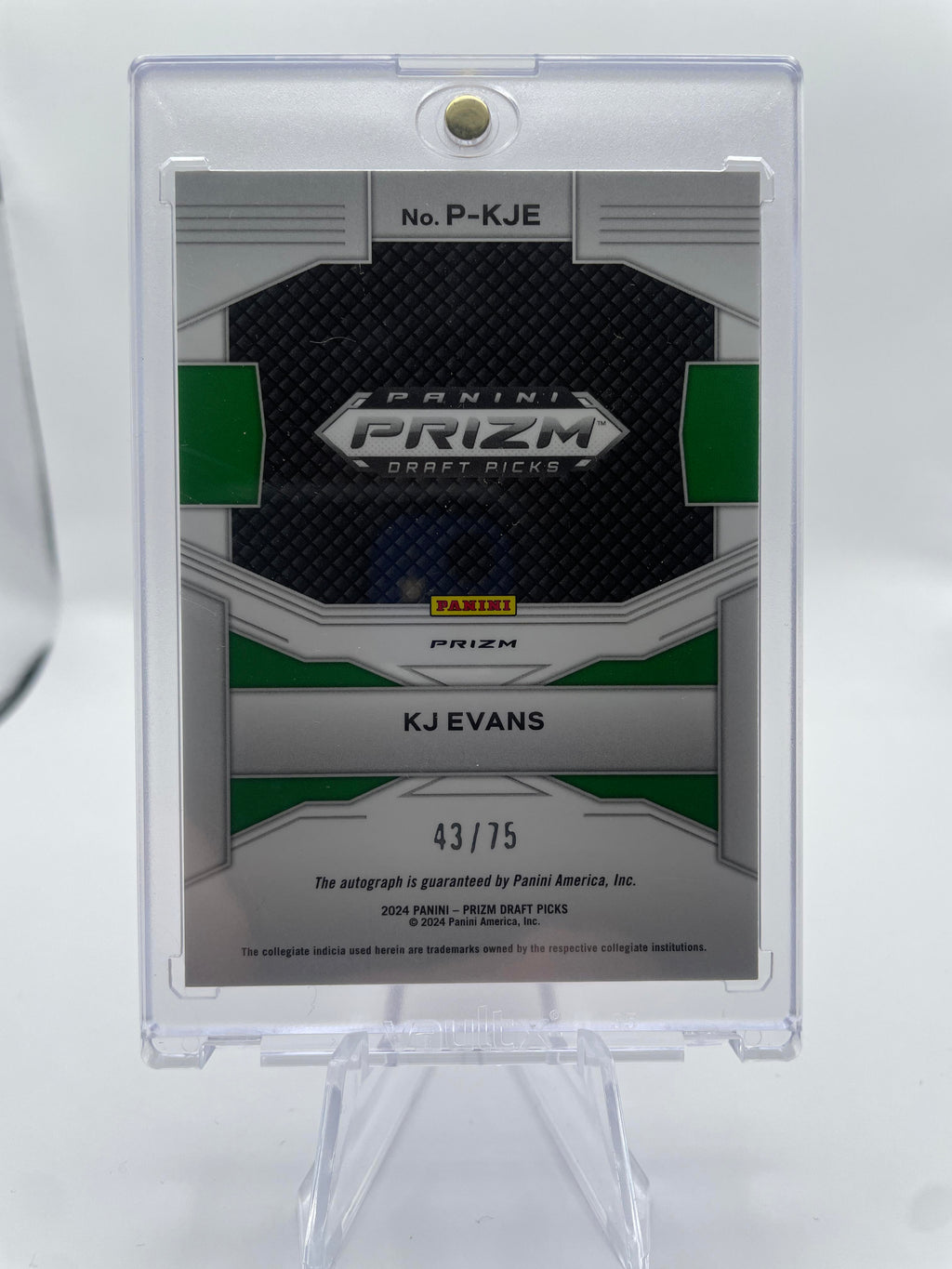 2024-25 Panini Prizm Draft Picks Kwame KJ Evans Penmanship Blue Ice Auto /75
