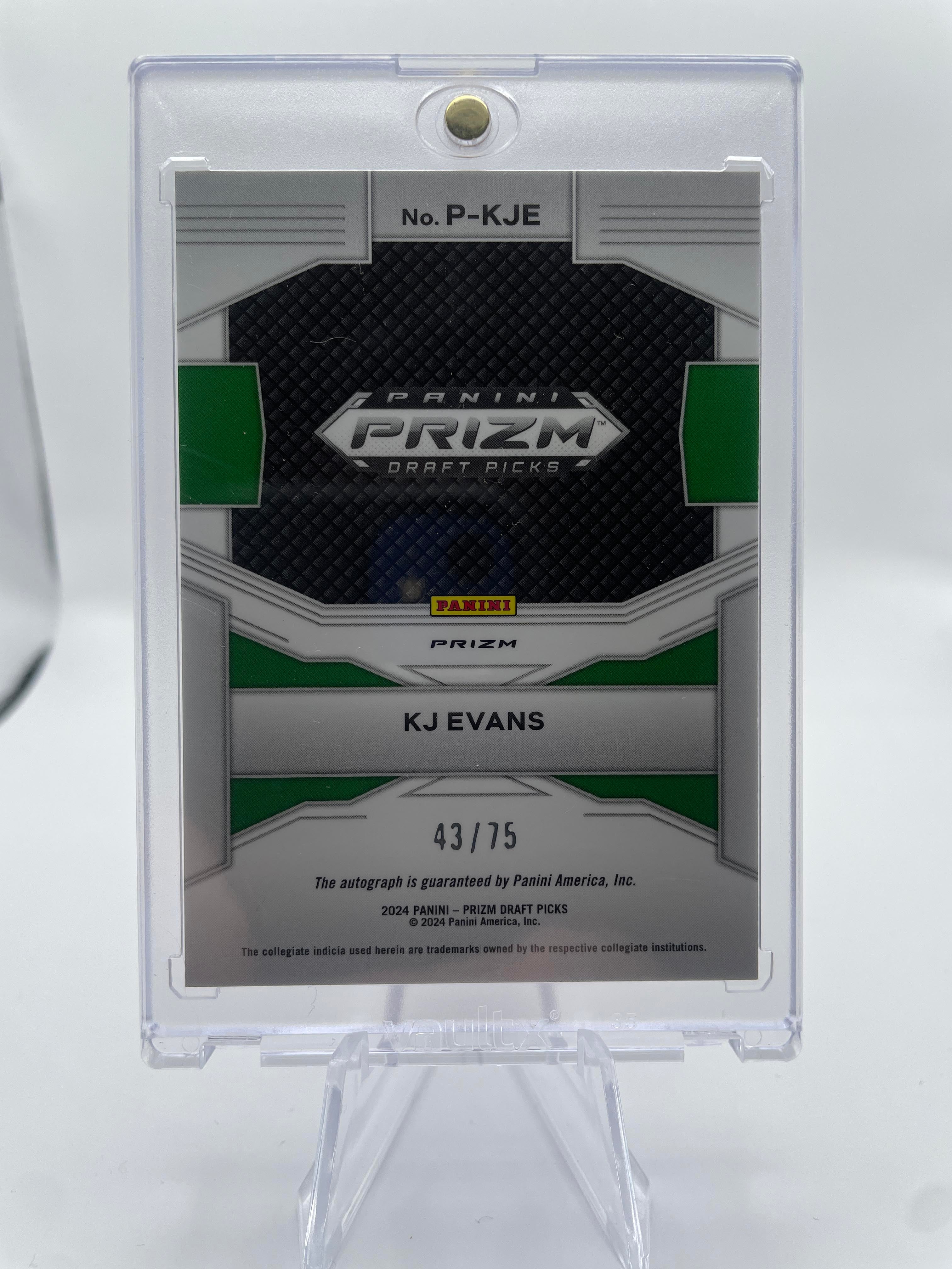 2024-25 Panini Prizm Draft Picks Kwame KJ Evans Penmanship Blue Ice Auto /75