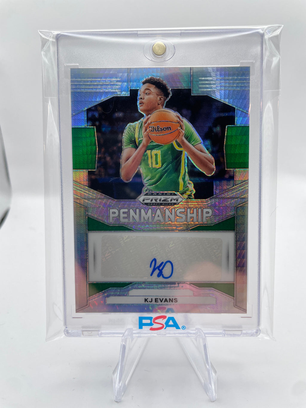 2024-25 Panini Prizm Draft Picks Kwame KJ Evans Penmanship Hyper Prizm Auto