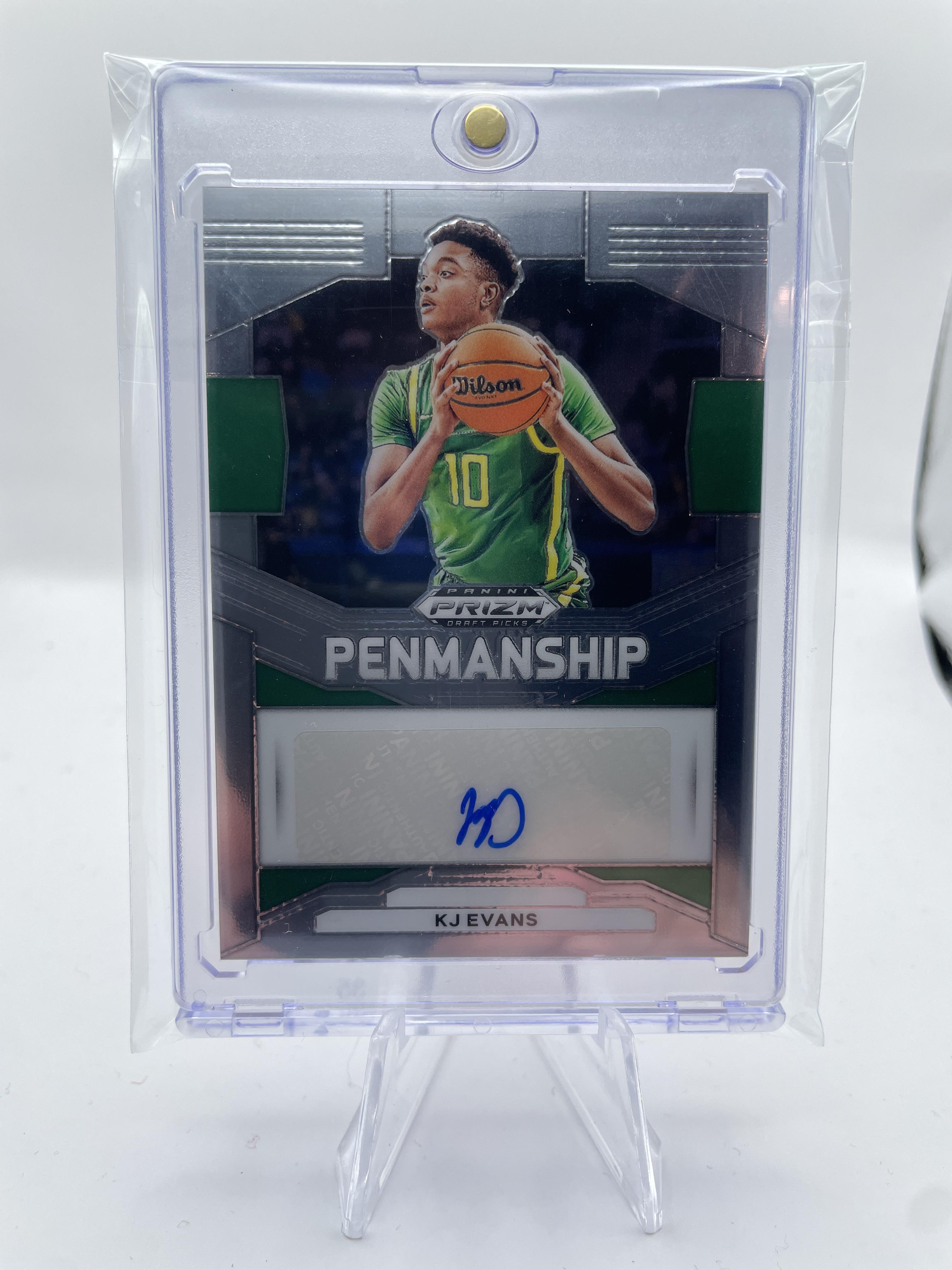 2024-25 Panini Prizm Draft Picks Kwame KJ Evans Penmanship Prizm Auto