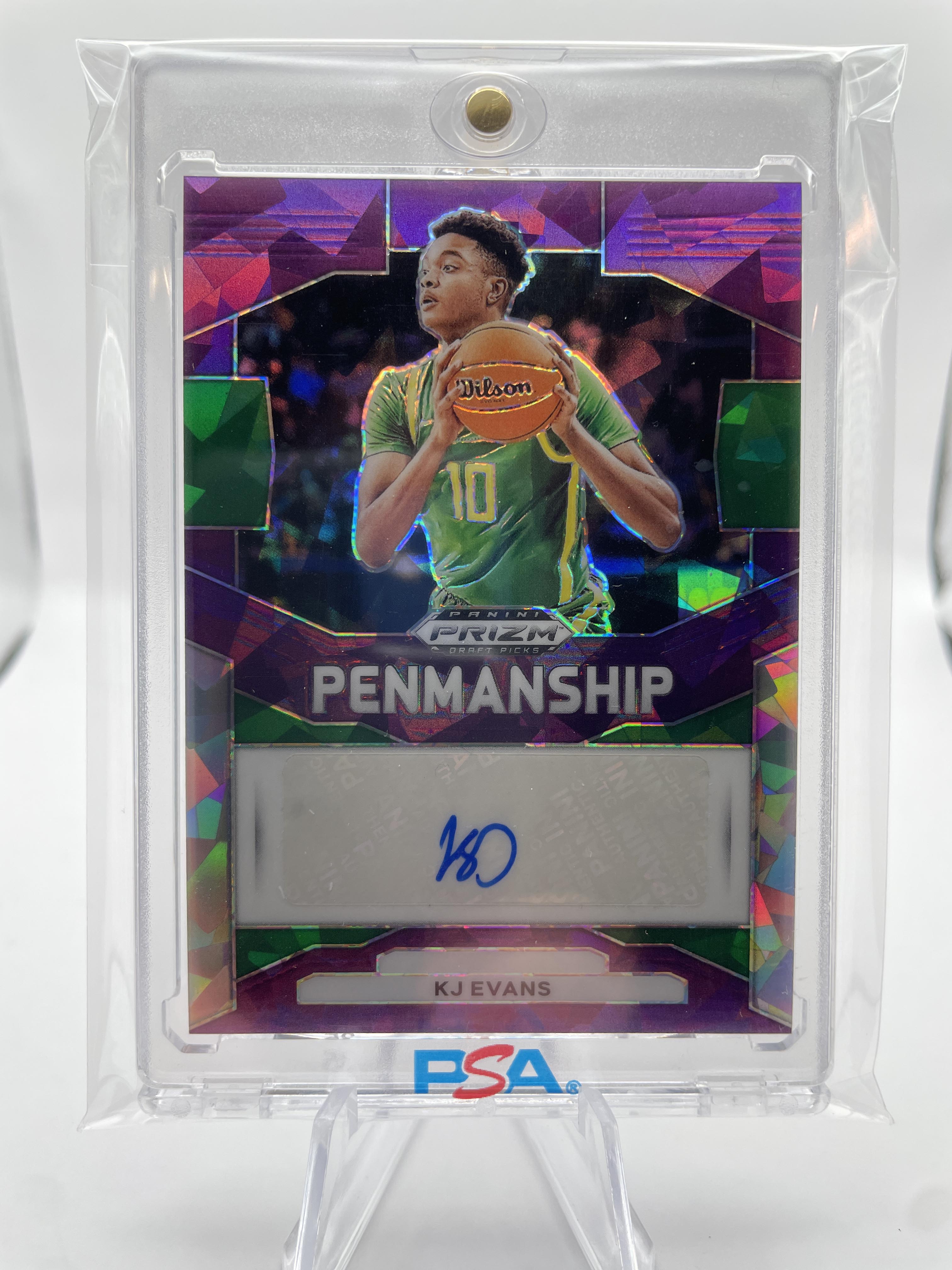 2024-25 Panini Prizm Draft Picks Kwame KJ Evans Penmanship Purple Ice Auto /99