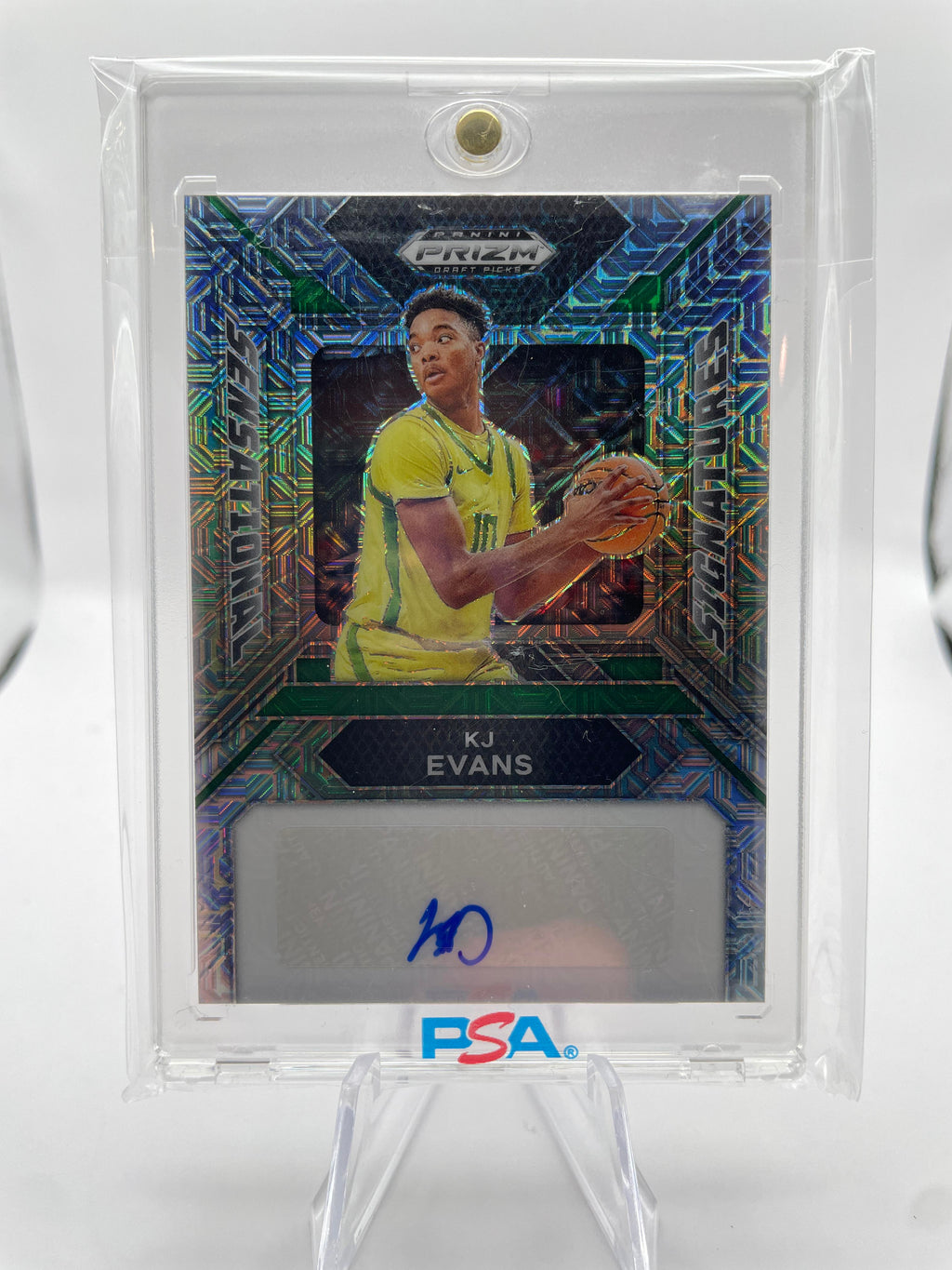 2024-25 Panini Prizm Draft Picks Kwame KJ Evans Sensational Mojo Prizm Auto /25