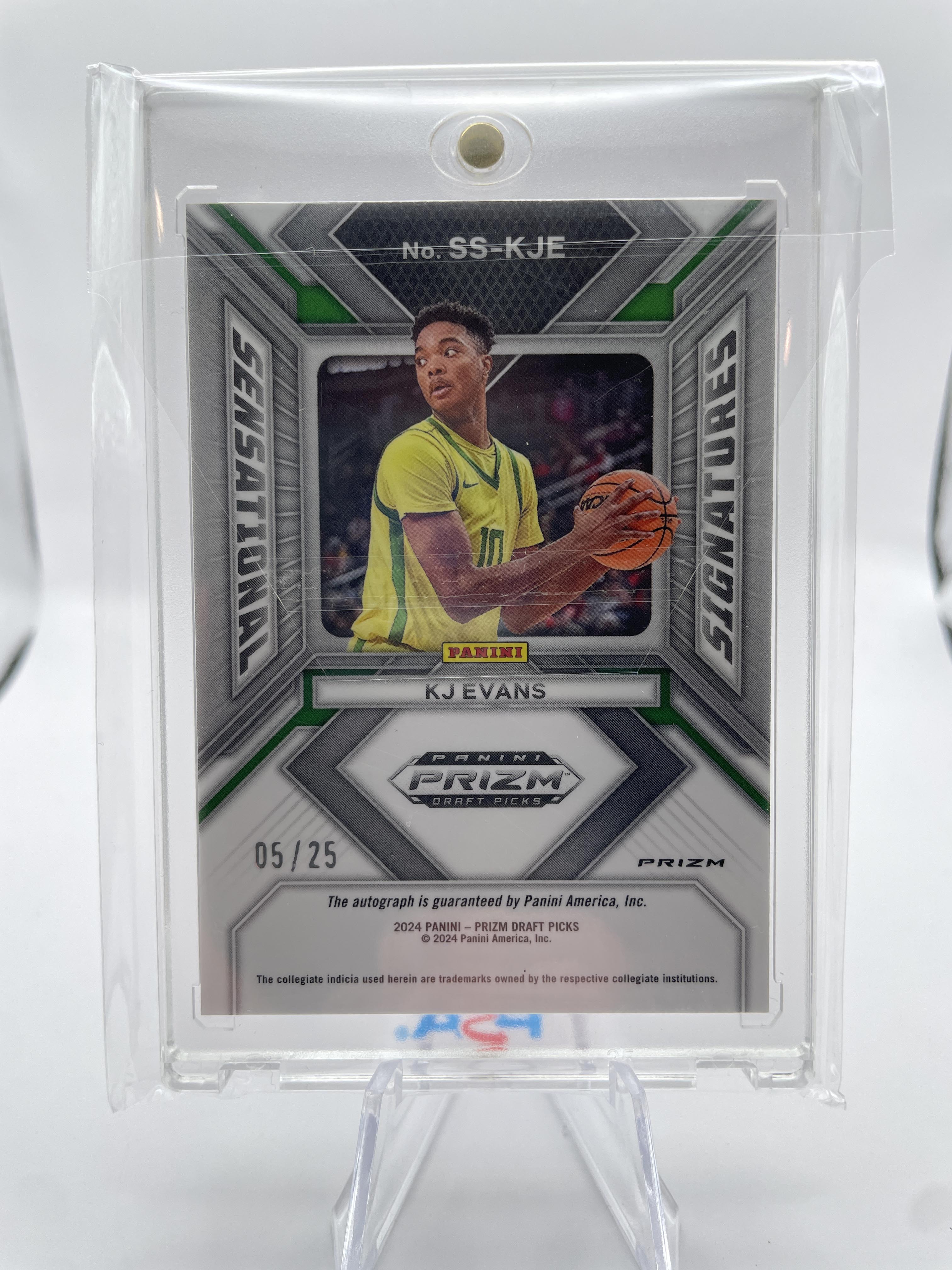 2024-25 Panini Prizm Draft Picks Kwame KJ Evans Sensational Mojo Prizm Auto /25