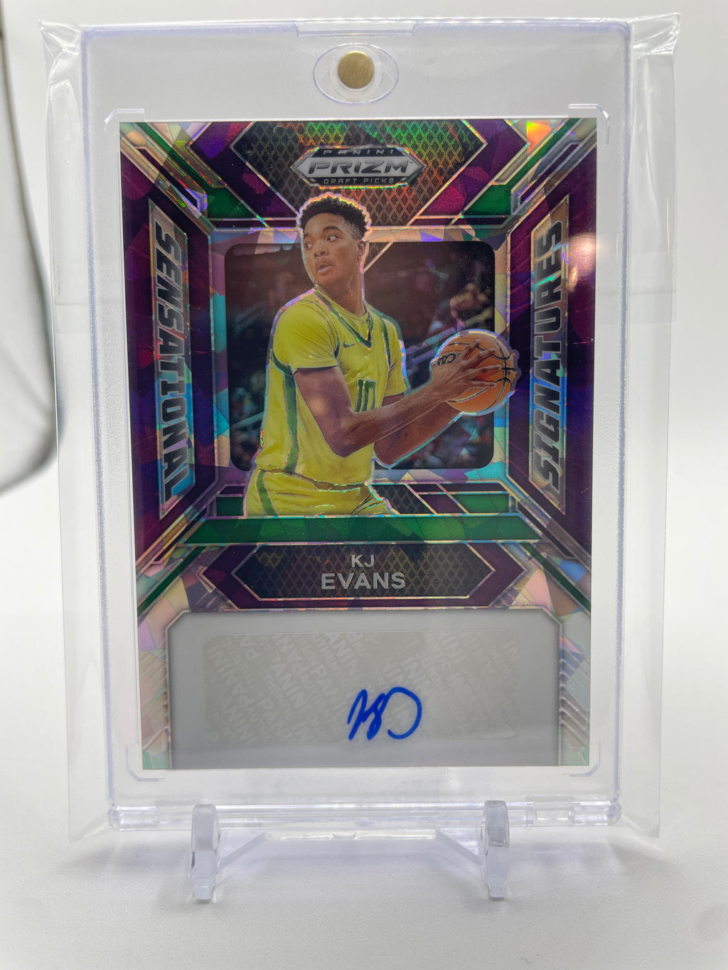 2024-25 Panini Prizm Draft Picks Kwame KJ Evans Sensational Purple Ice Auto /99