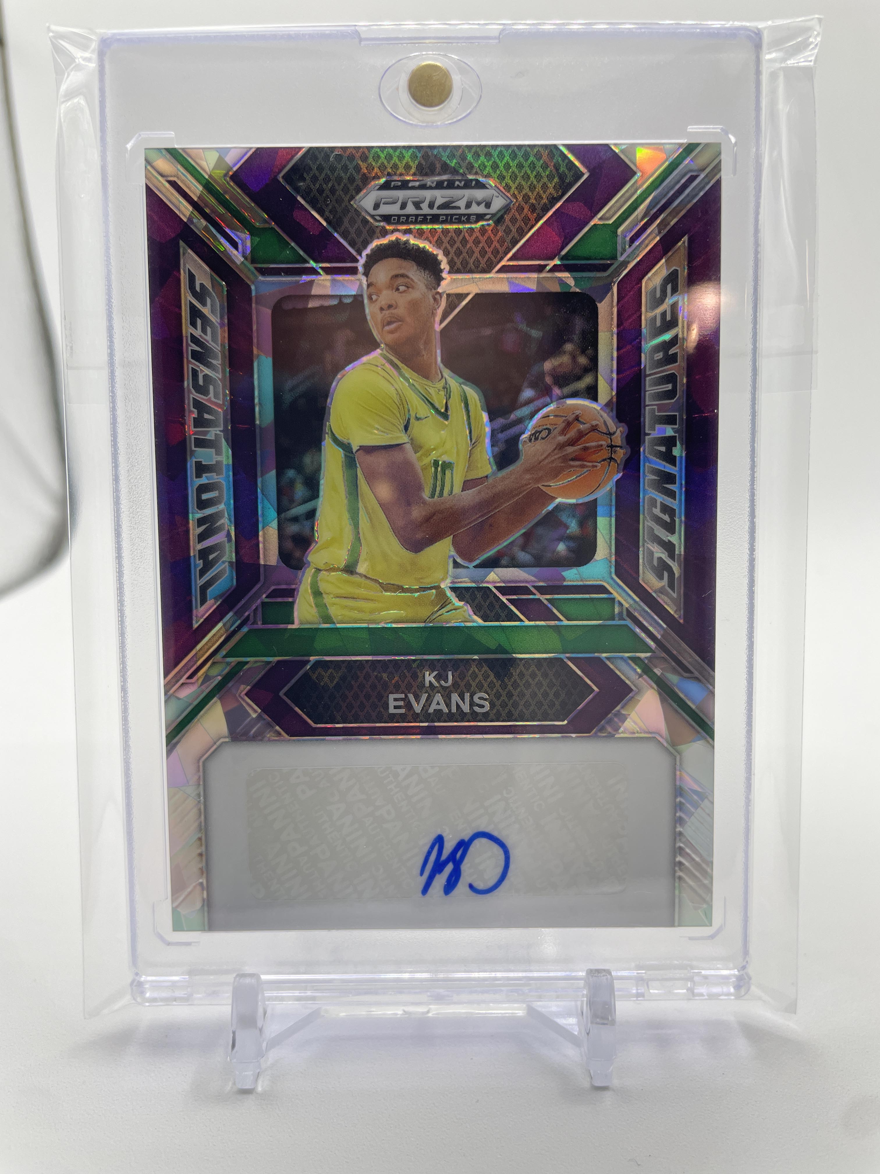 2024-25 Panini Prizm Draft Picks Kwame KJ Evans Sensational Purple Ice Auto /99