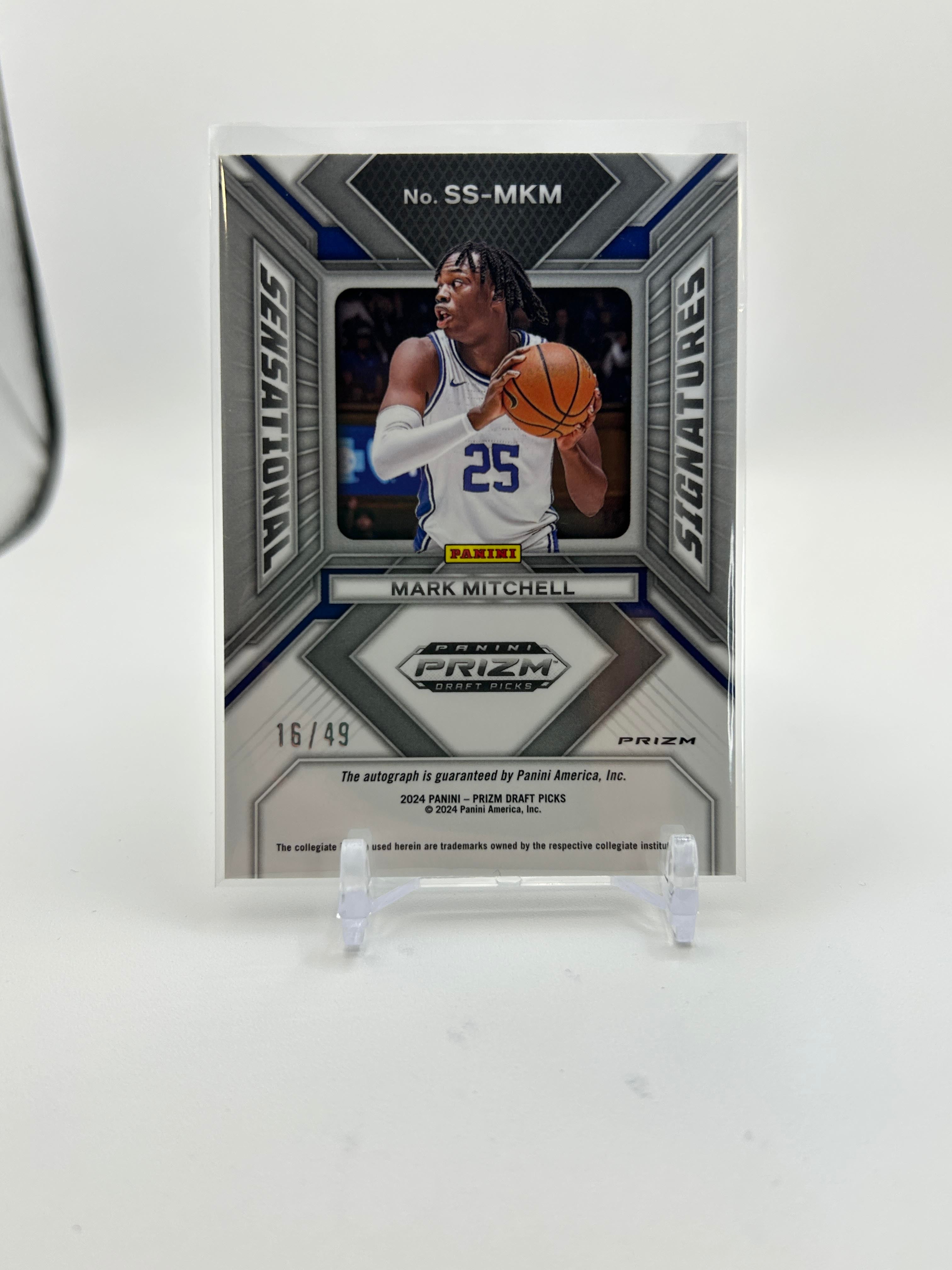 2024-25 Panini Prizm Draft Picks Mark Mitchell Sensational Orange Prizm Auto /49
