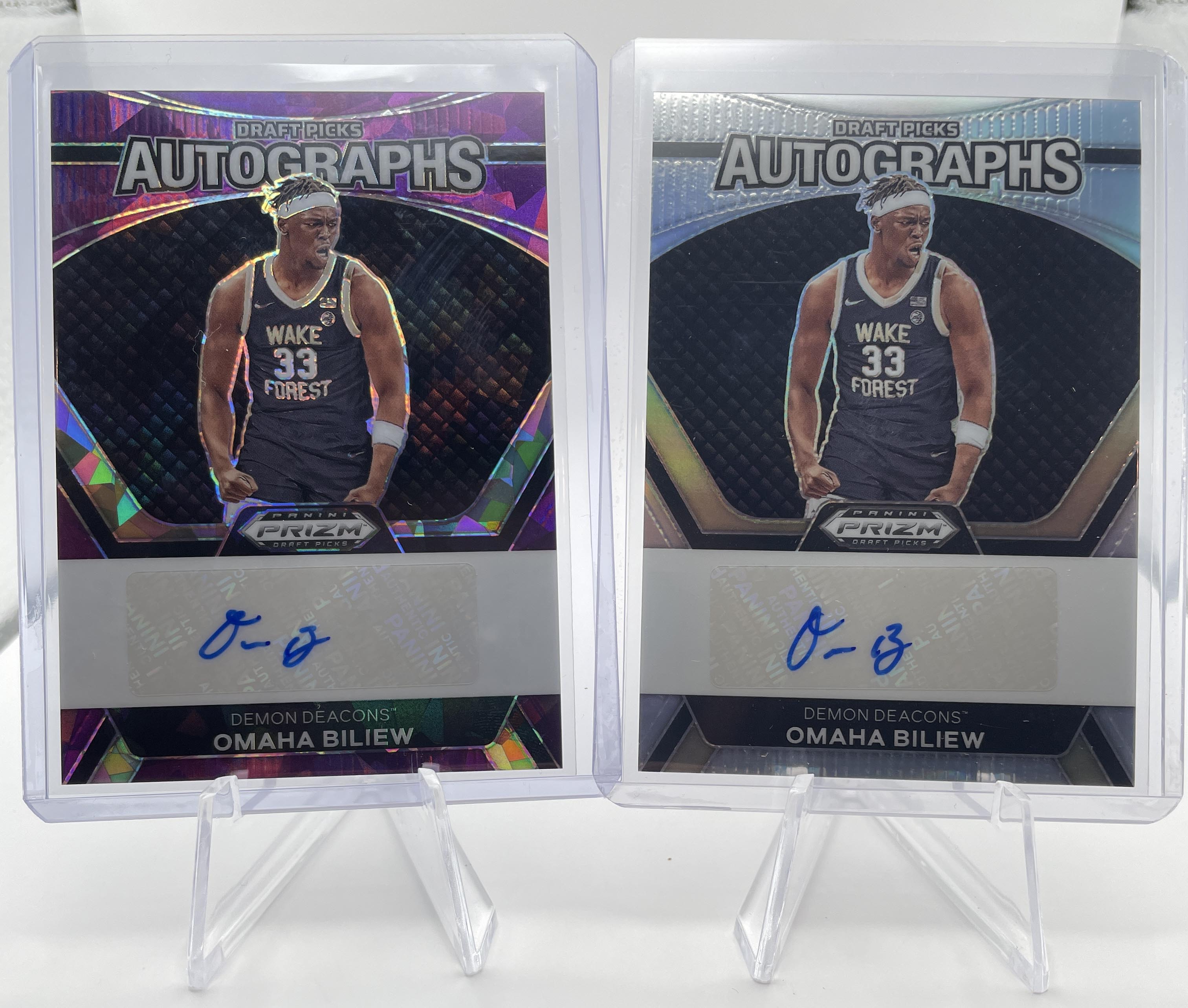2024-25 Panini Prizm Draft Picks Omaha Biliew Prizm Purple Ice Auto /99 + Auto