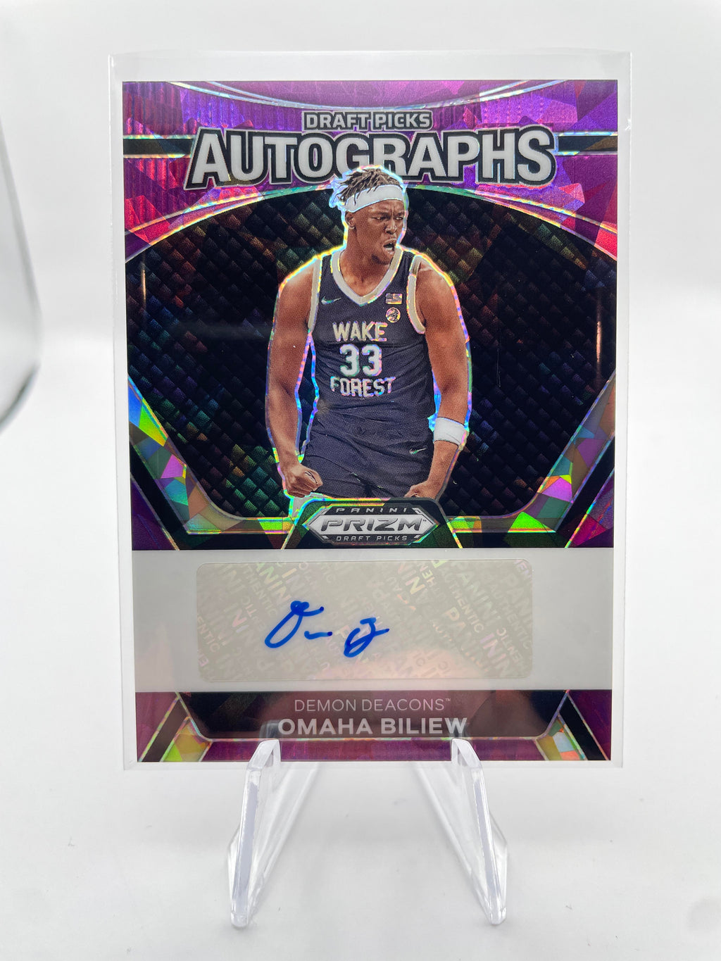 2024-25 Panini Prizm Draft Picks Omaha Biliew Prizm Purple Ice Auto /99 + Auto